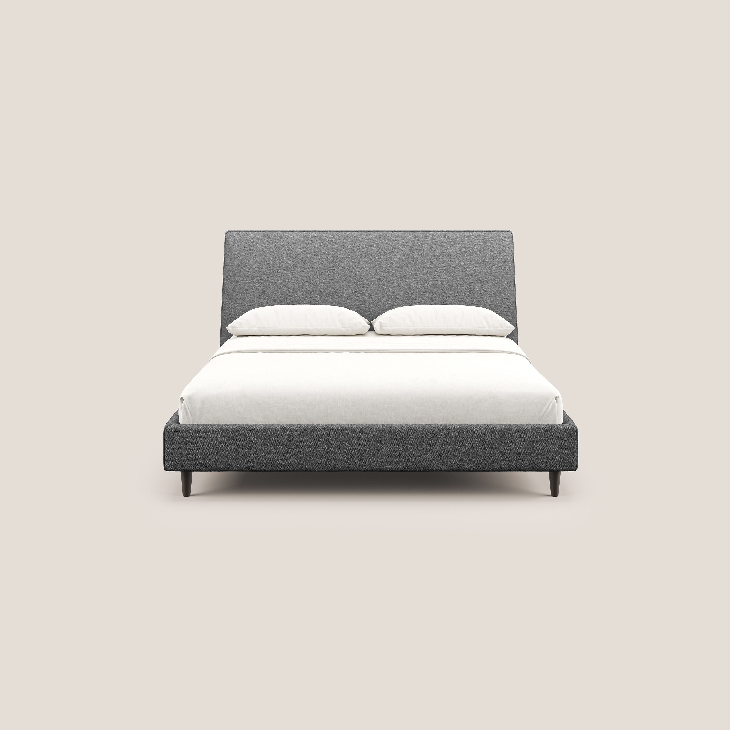 Dorotea lit rembourré avec pieds bois et tissu bouclette douce imperméable T07 anthracite - Image 2