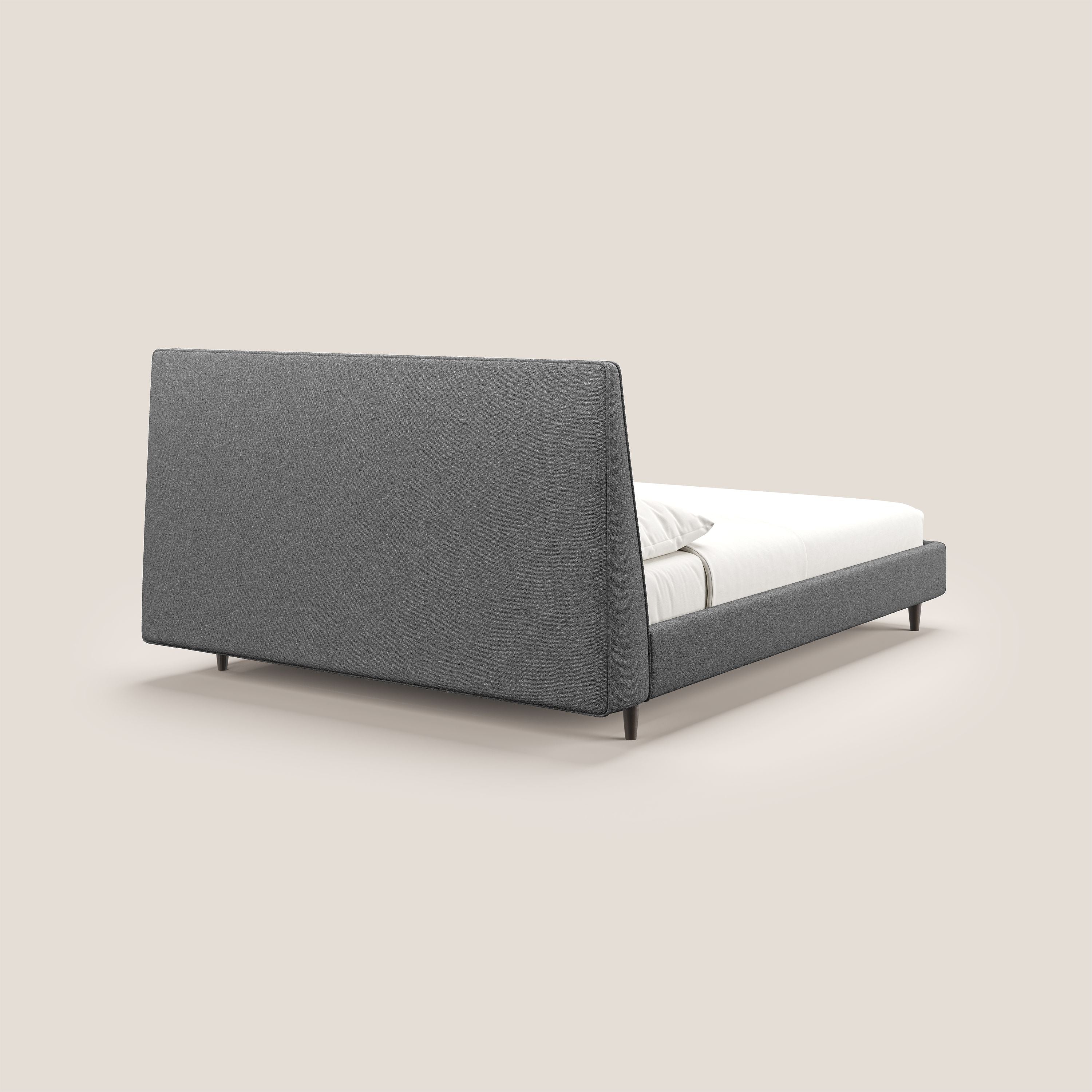 Dorotea lit rembourré avec pieds bois et tissu bouclette douce imperméable T07 anthracite - Image 6