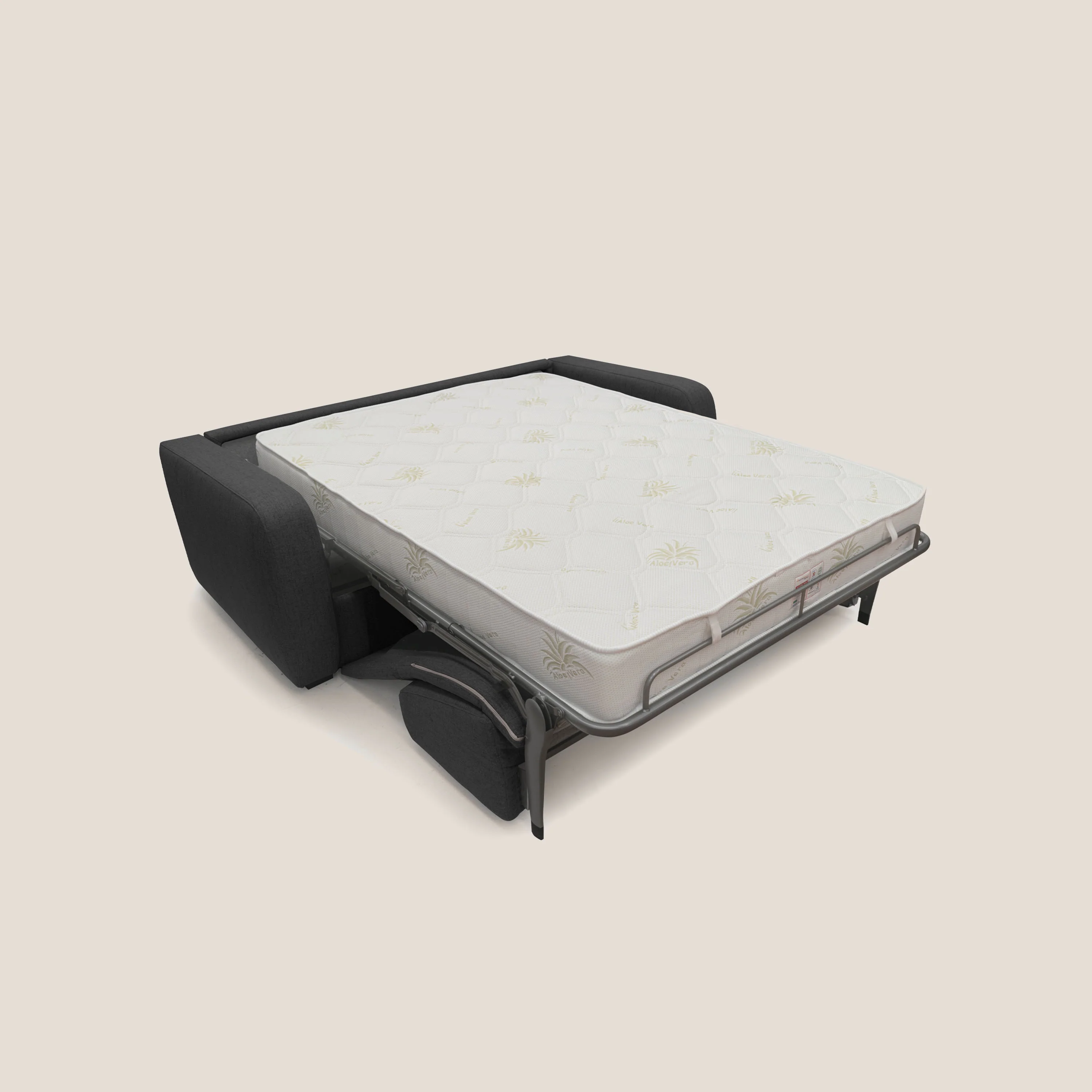 Duna Canapé lit convertible matelas 20cm en tissu doux flammé imperméable T03 anthracite - Image 2