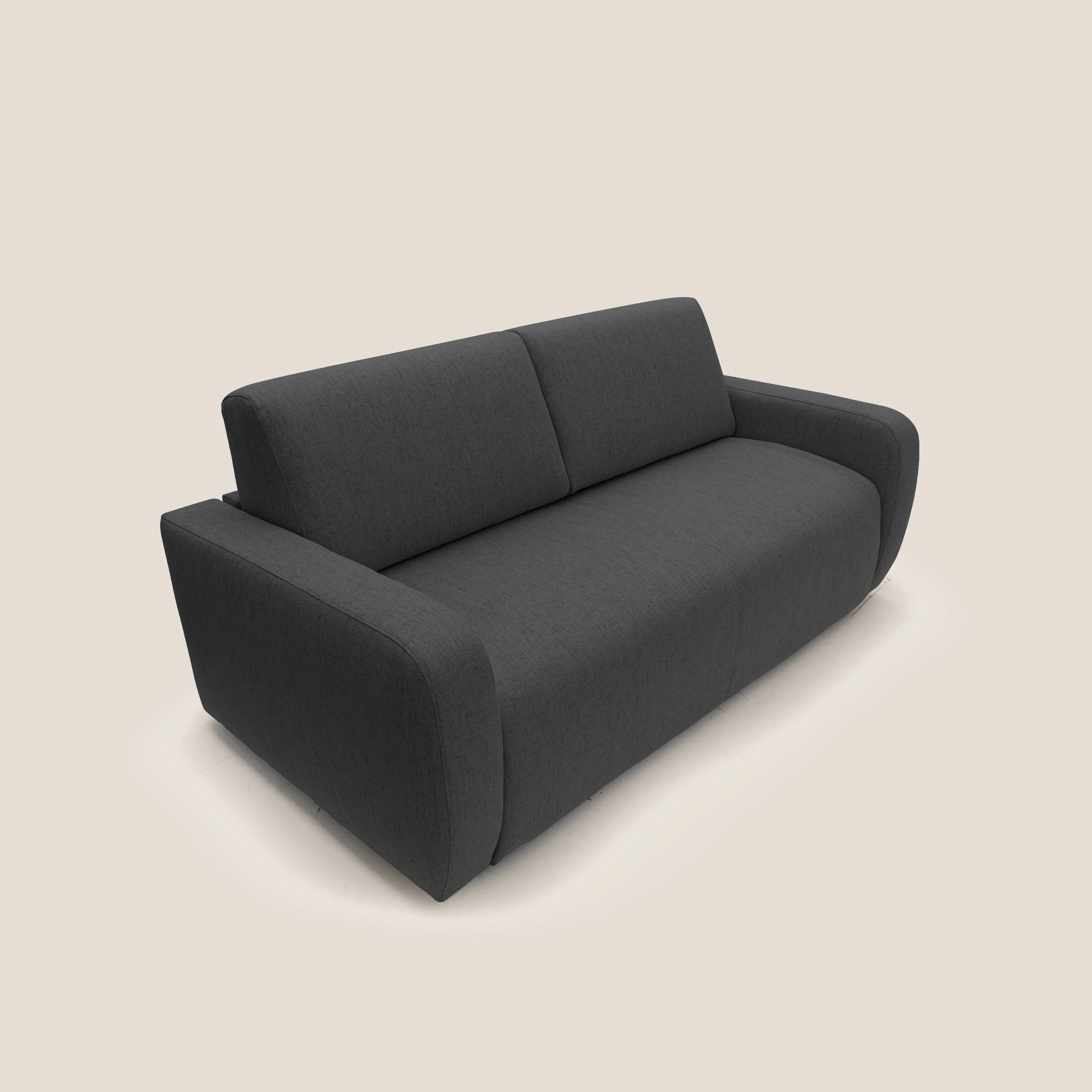 Duna Canapé lit convertible matelas 20cm en tissu doux flammé imperméable T03 anthracite - Image 4