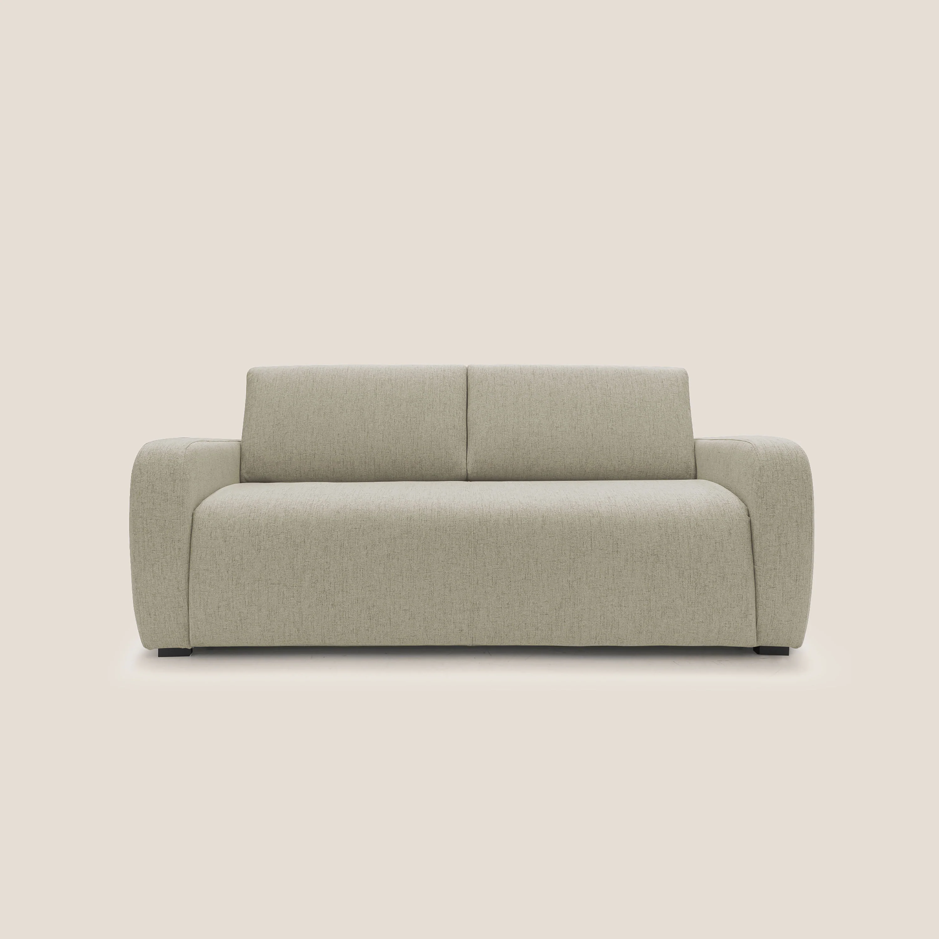 Duna Canapé lit convertible matelas 20cm en tissu doux flammé imperméable T03 beige