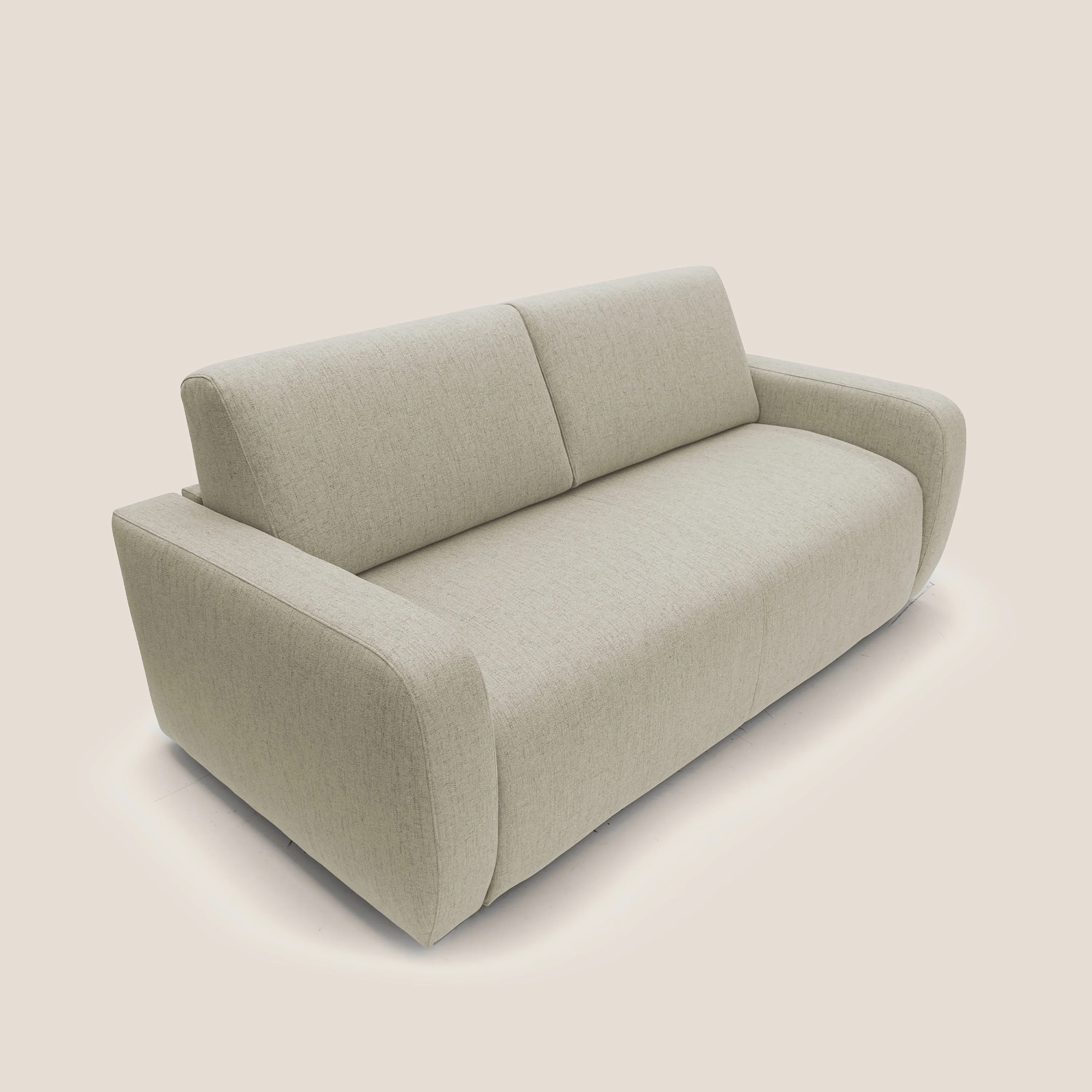 Duna Canapé lit convertible matelas 20cm en tissu doux flammé imperméable T03 beige - Image 4