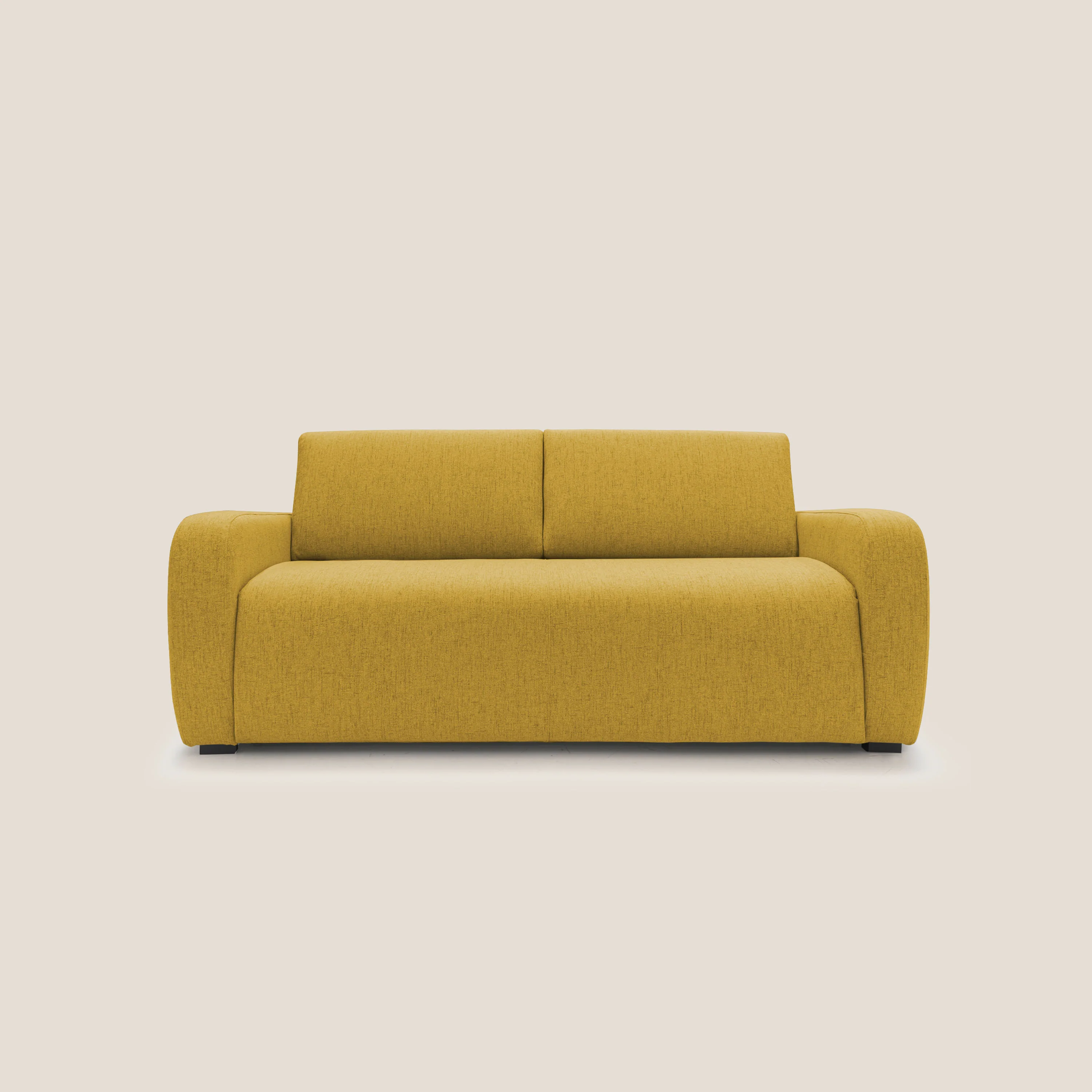 Duna Canapé lit convertible matelas 20cm en tissu doux flammé imperméable T03 jaune