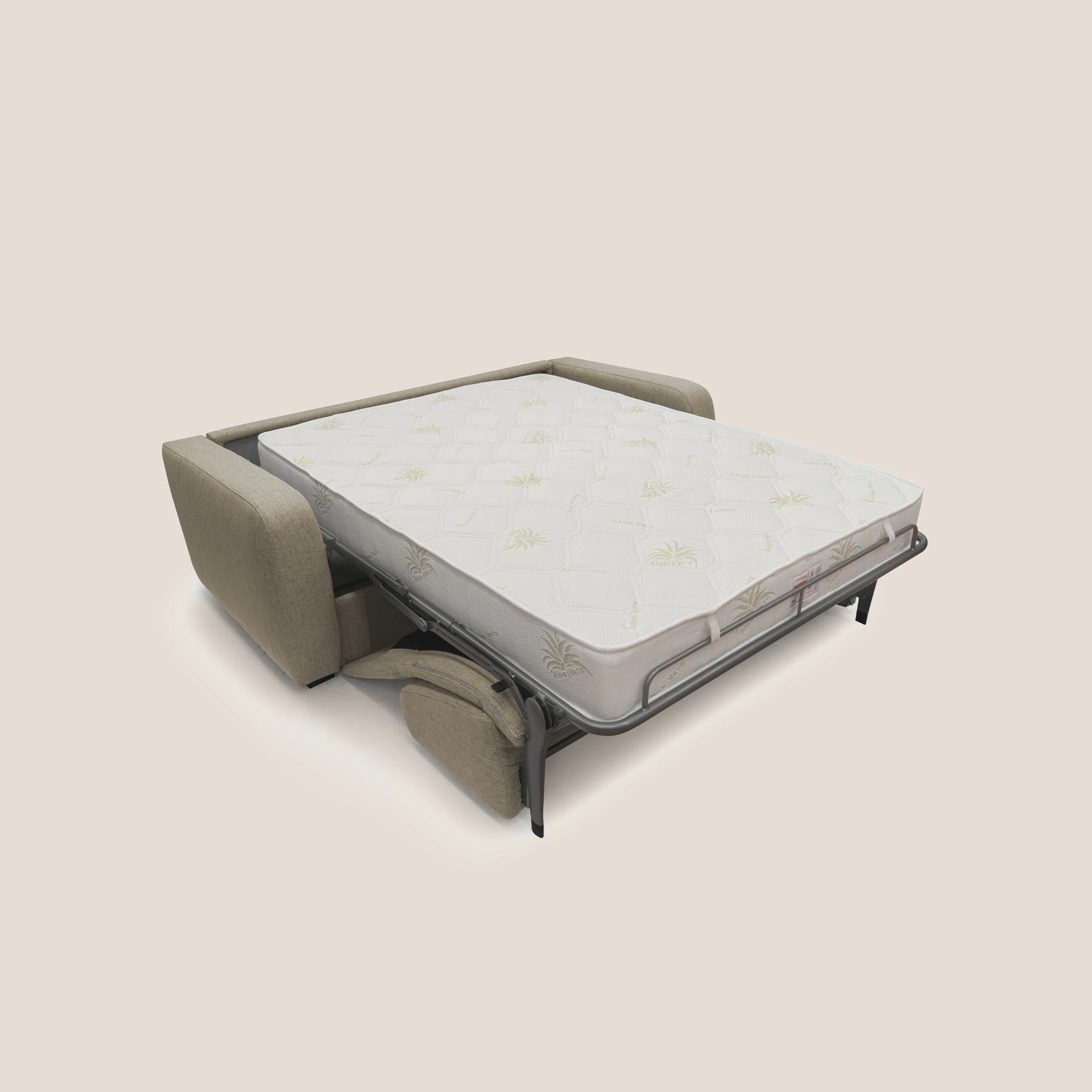 Duna Canapé lit convertible matelas 20cm en tissu doux flammé imperméable T03 marron - Image 2