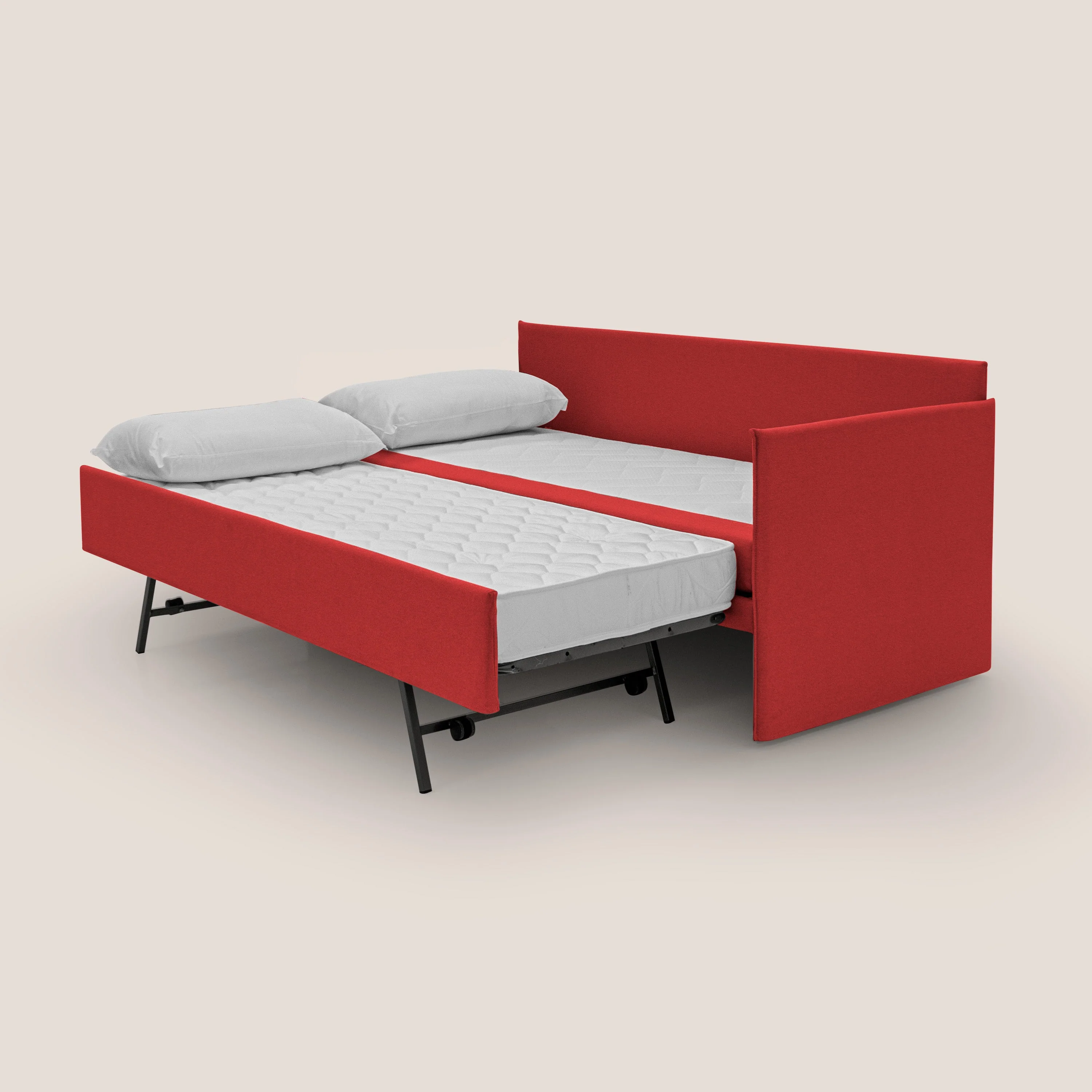 Durini Canapé duplex avec lits jumeaux et tissu effet coton imperméable T13 rouge - Image 2