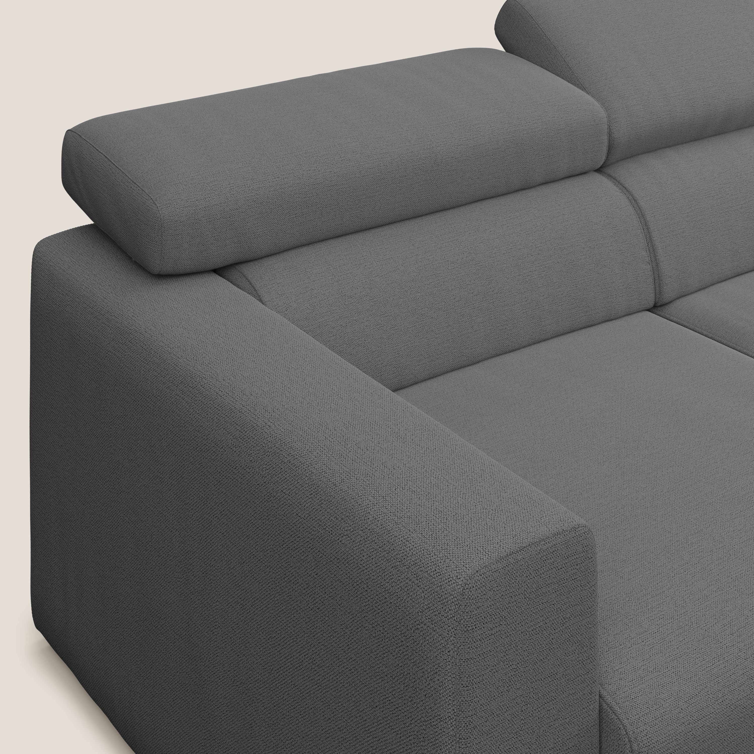 Dylan canapé avec pouf extractible à 3 assises en tissu flamme effet coton impermeabile T19 anthracite - Image 6