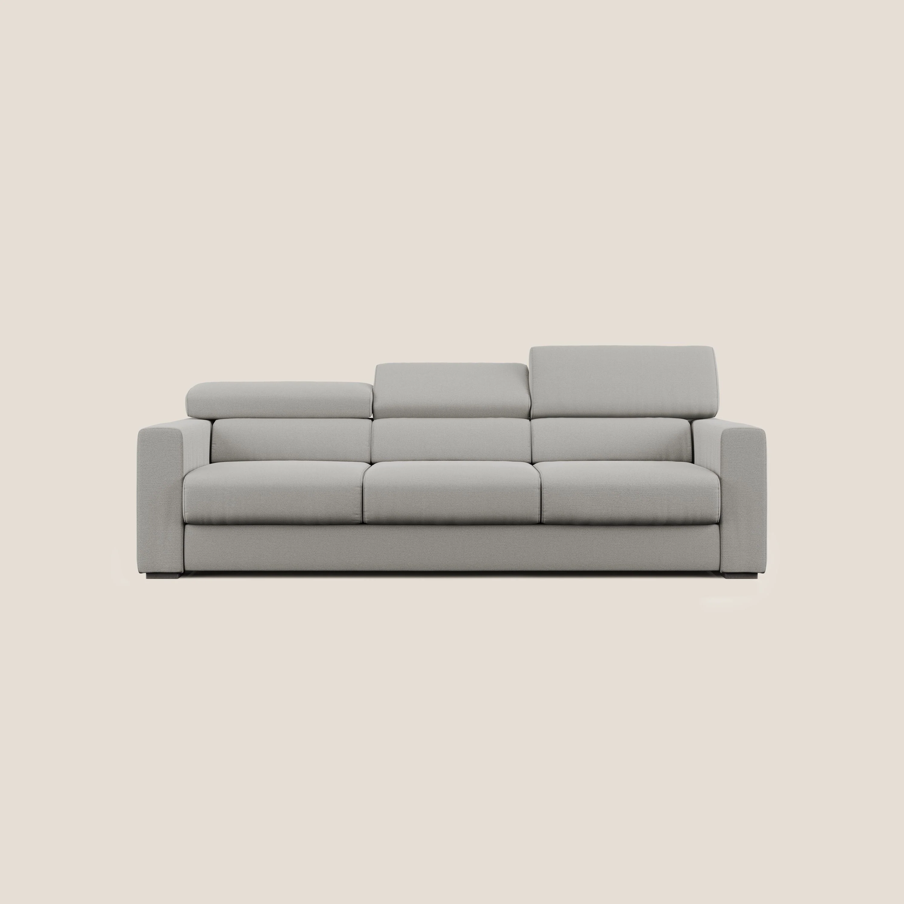 Dylan canapé avec pouf extractible à 3 assises en tissu flamme effet coton impermeabile T19 beige