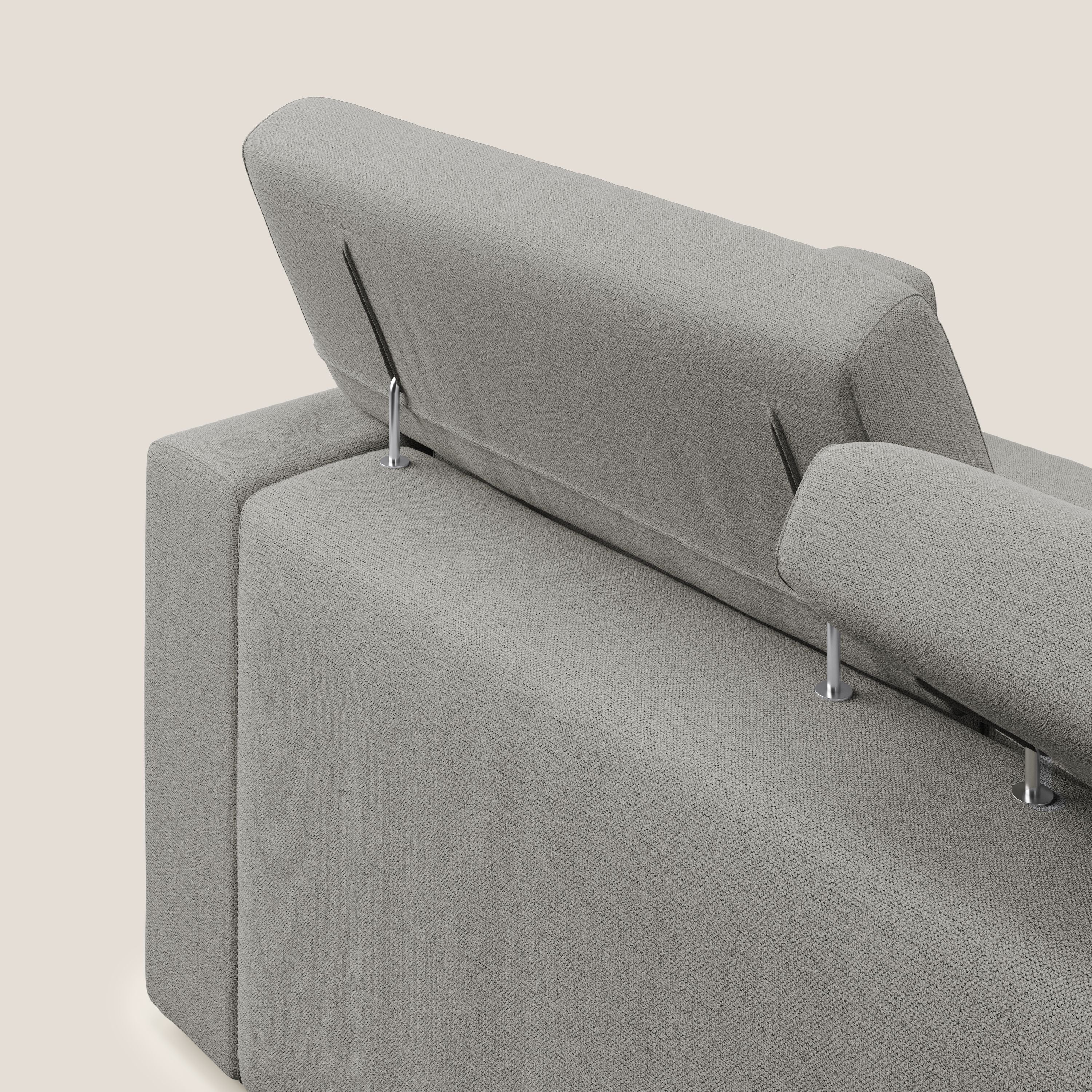 Dylan canapé avec pouf extractible à 3 assises en tissu flamme effet coton impermeabile T19 beige - Image 7