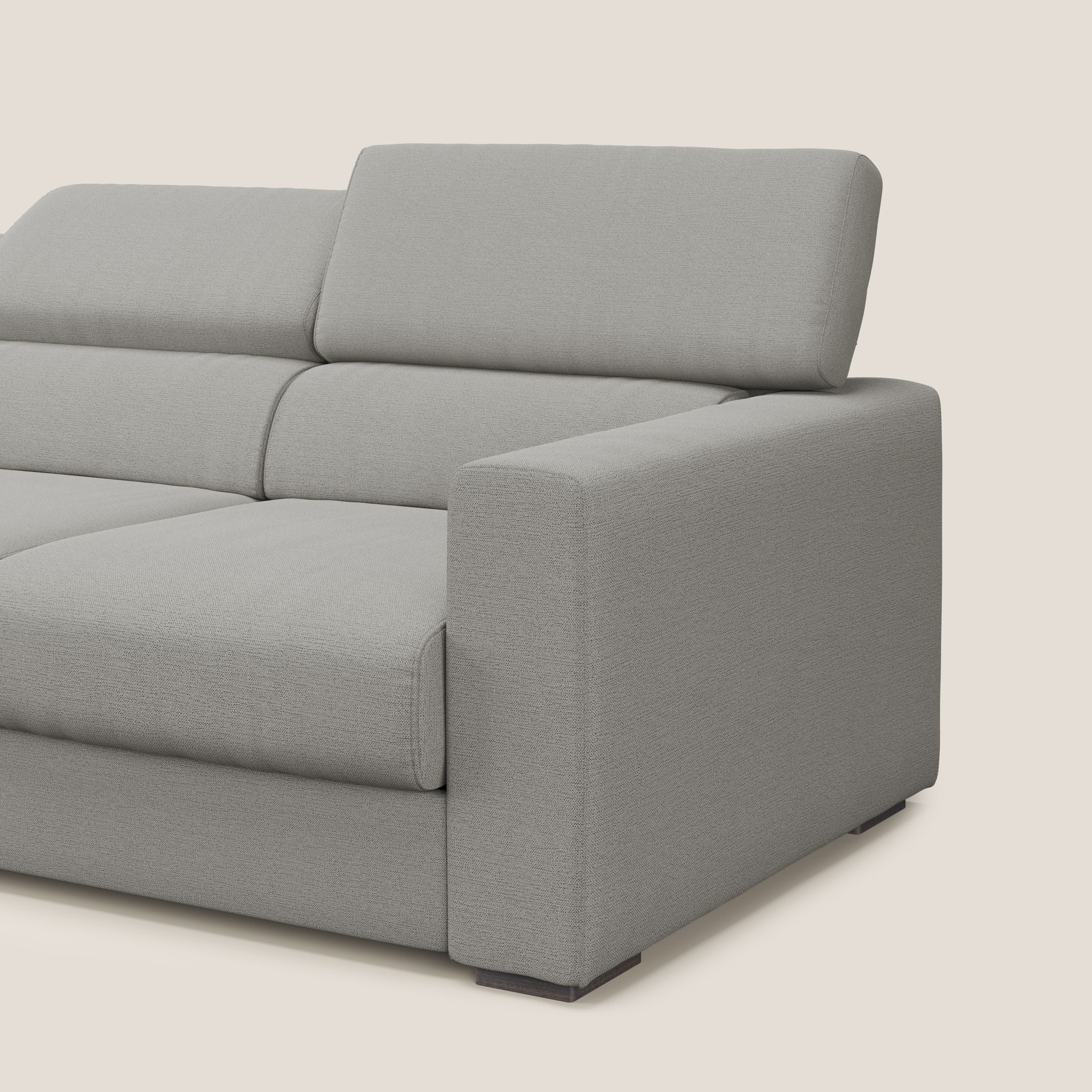 Dylan canapé avec pouf extractible à 3 assises en tissu flamme effet coton impermeabile T19 beige - Image 8