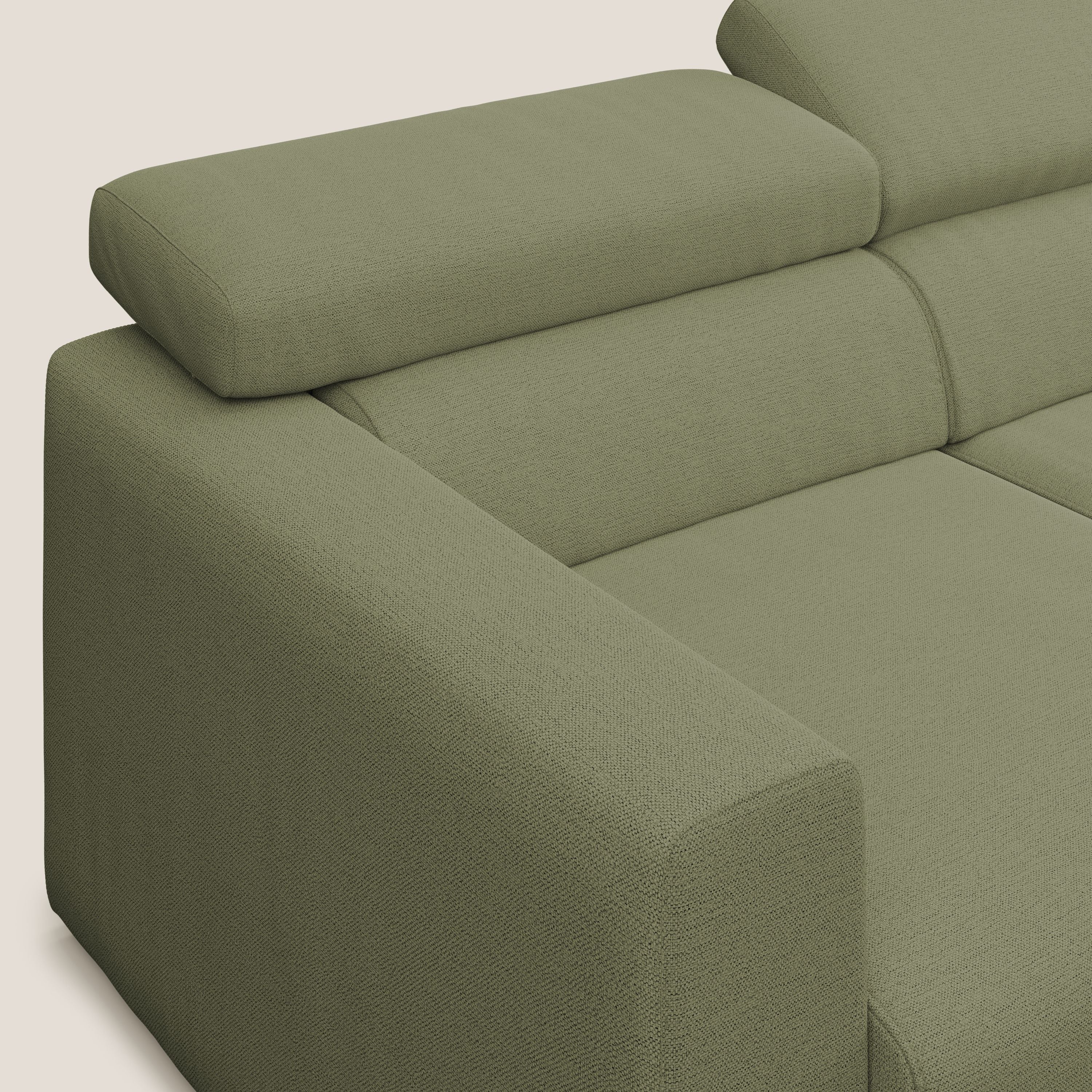 Dylan canapé avec pouf extractible à 3 assises en tissu flamme effet coton impermeabile T19 vert - Image 6