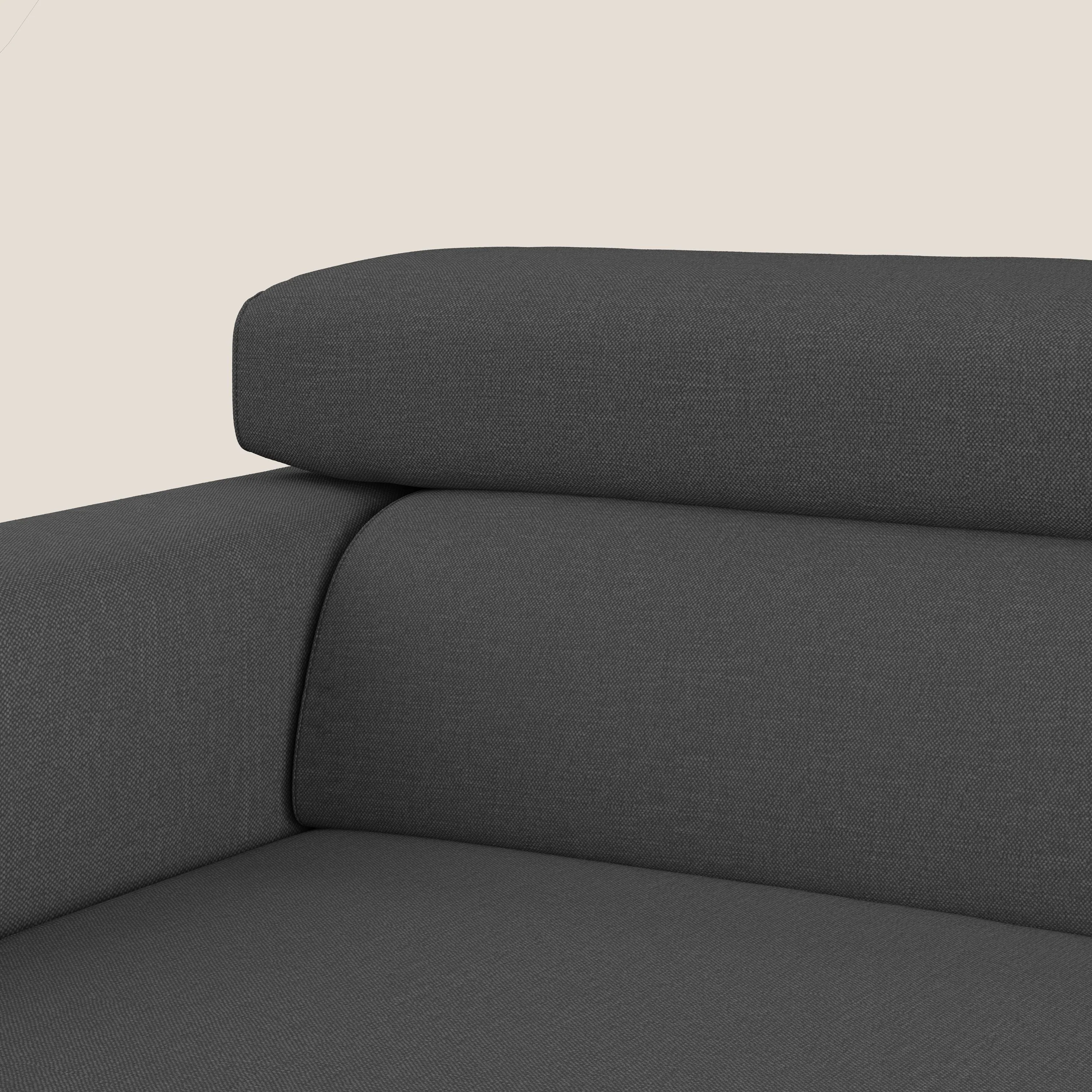 Dylan canapé avec pouf extractible à 3 assises en tissu effet coton imperméable T13 anthracite - Image 10