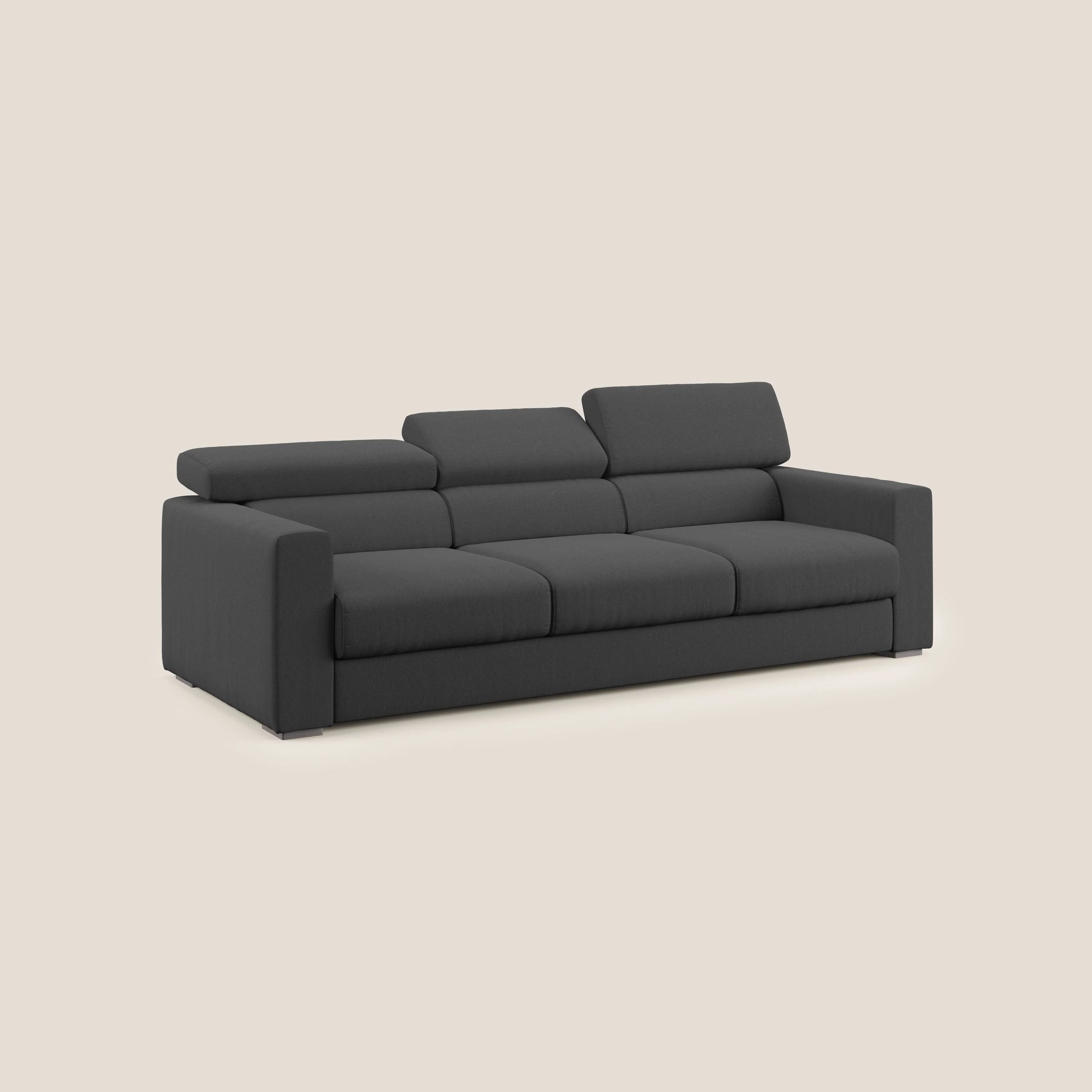 Dylan canapé avec pouf extractible à 3 assises en tissu effet coton imperméable T13 anthracite - Image 3