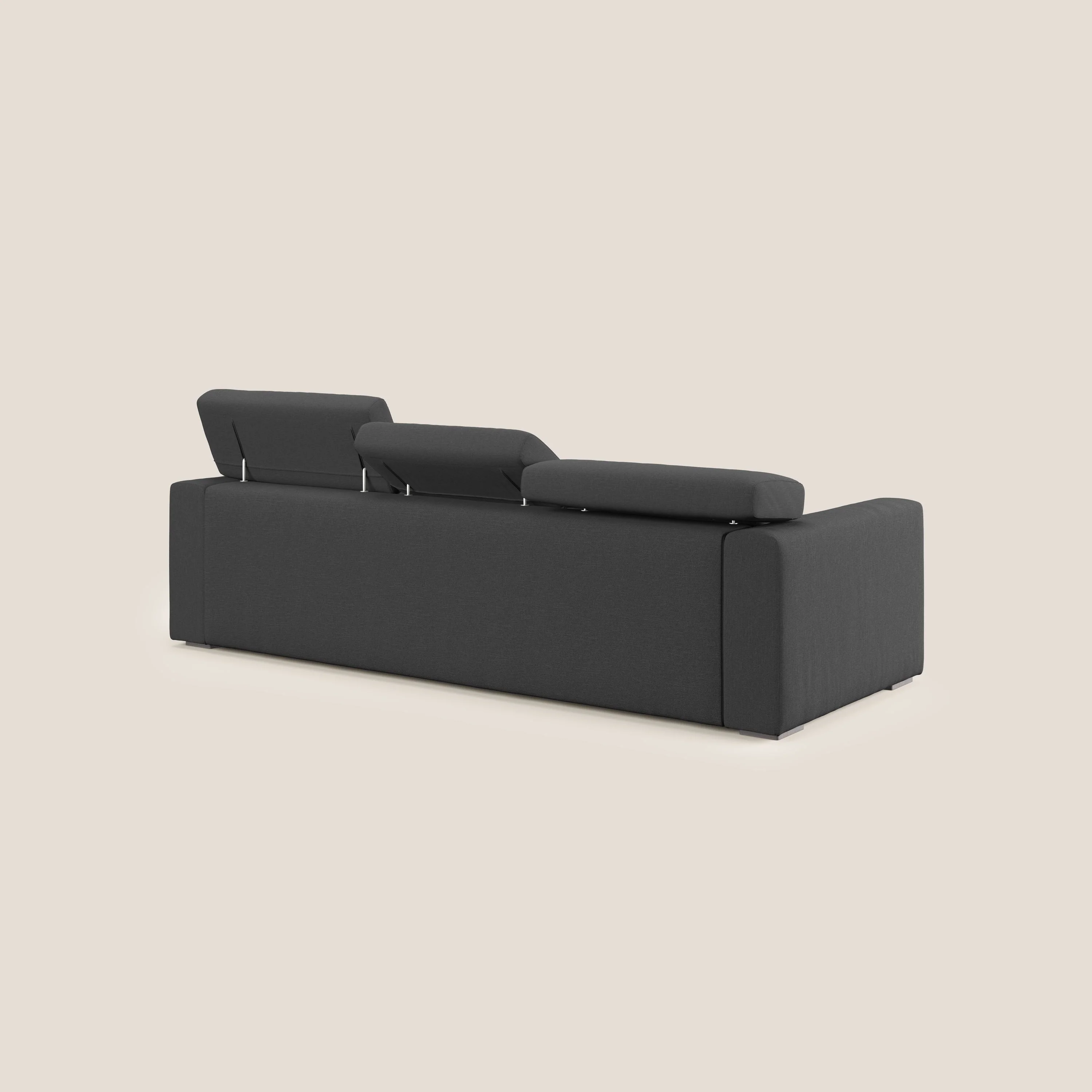 Dylan canapé avec pouf extractible à 3 assises en tissu effet coton imperméable T13 anthracite - Image 5