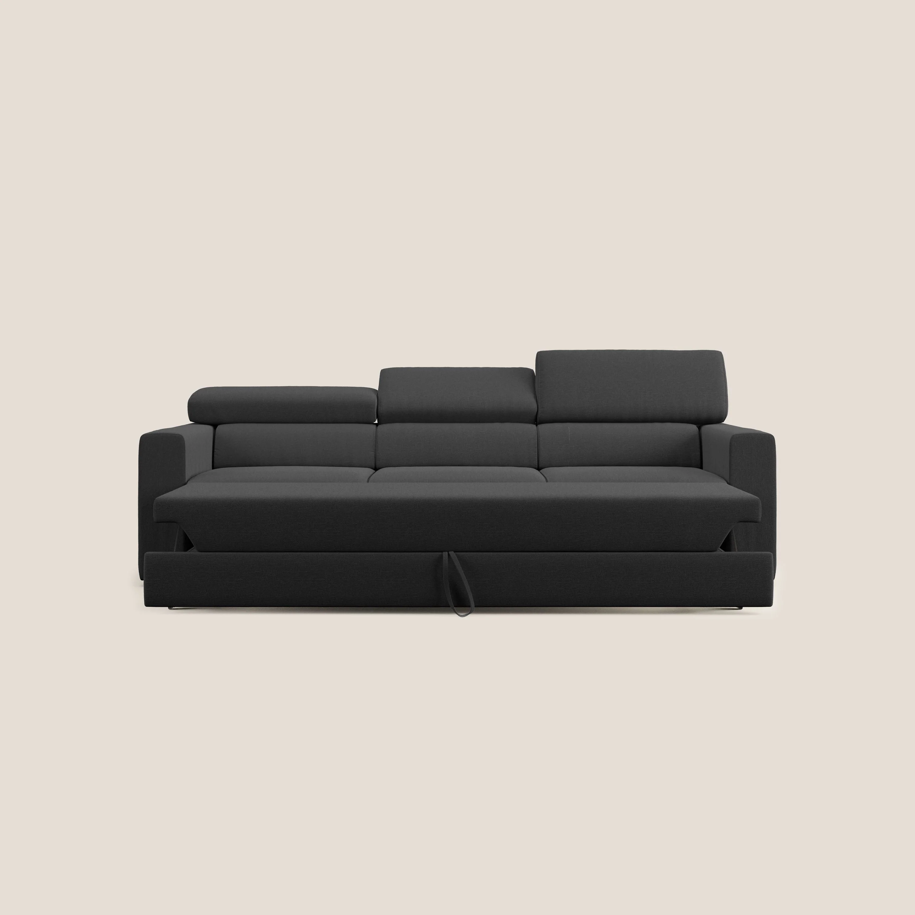 Dylan canapé avec pouf extractible à 3 assises en tissu effet coton imperméable T13 anthracite - Image 6
