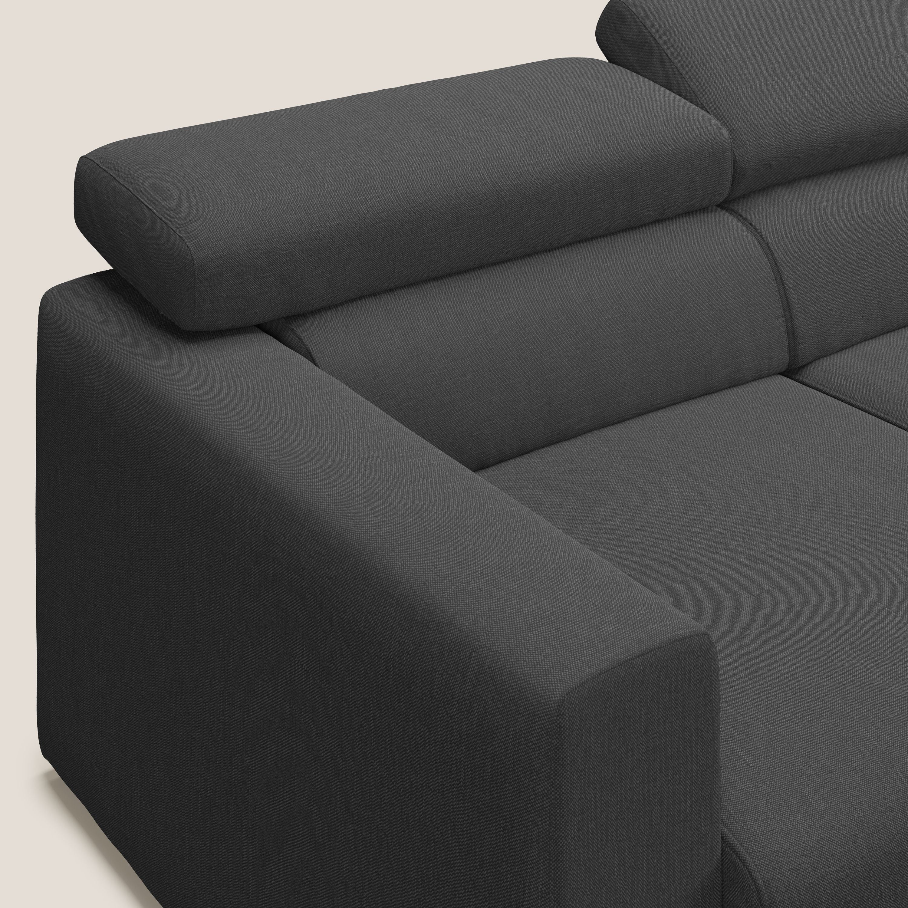 Dylan canapé avec pouf extractible à 3 assises en tissu effet coton imperméable T13 anthracite - Image 7