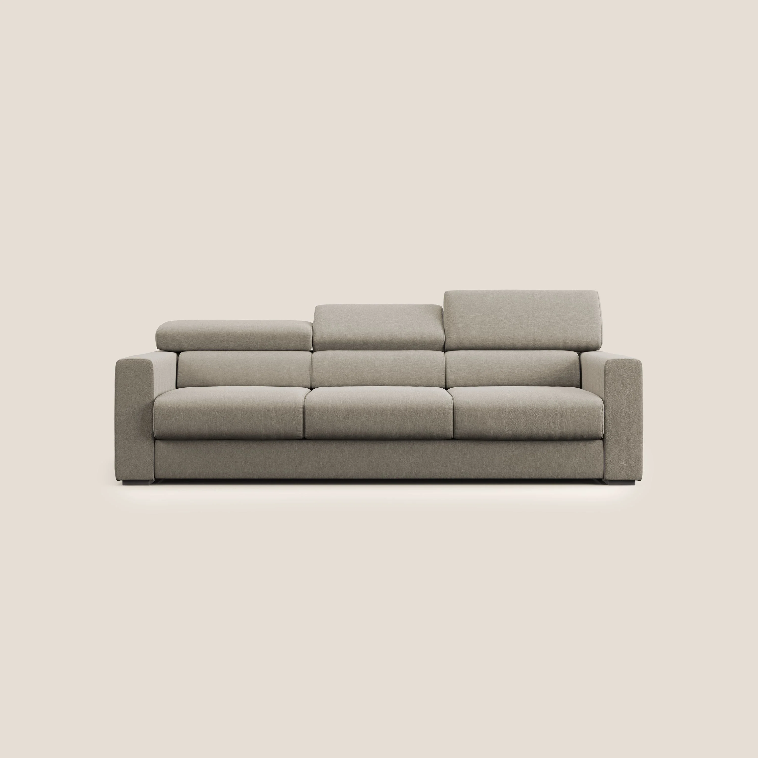Dylan canapé avec pouf extractible à 3 assises en tissu effet coton imperméable T13 crème