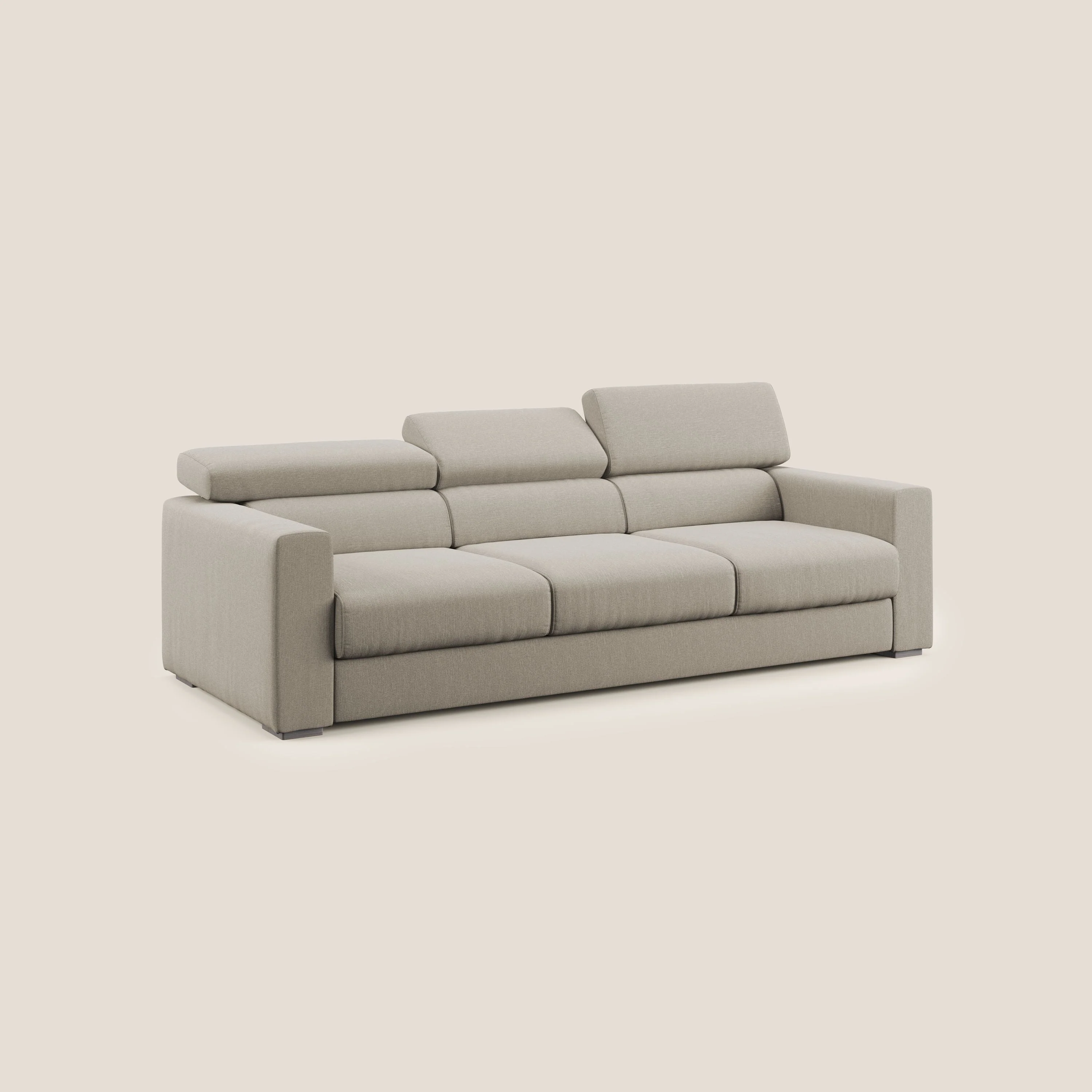 Dylan canapé avec pouf extractible à 3 assises en tissu effet coton imperméable T13 crème - Image 3