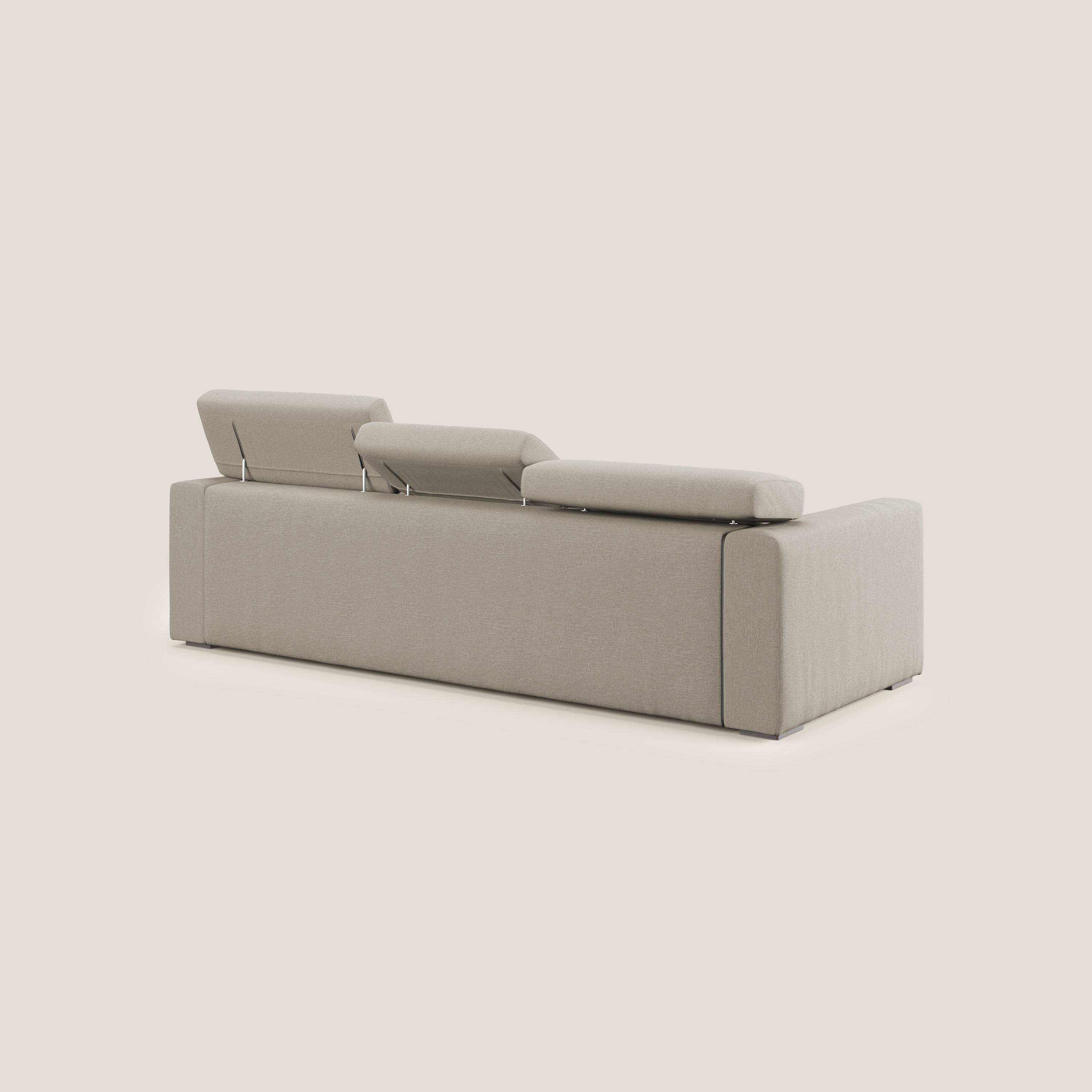 Dylan canapé avec pouf extractible à 3 assises en tissu effet coton imperméable T13 crème - Image 5
