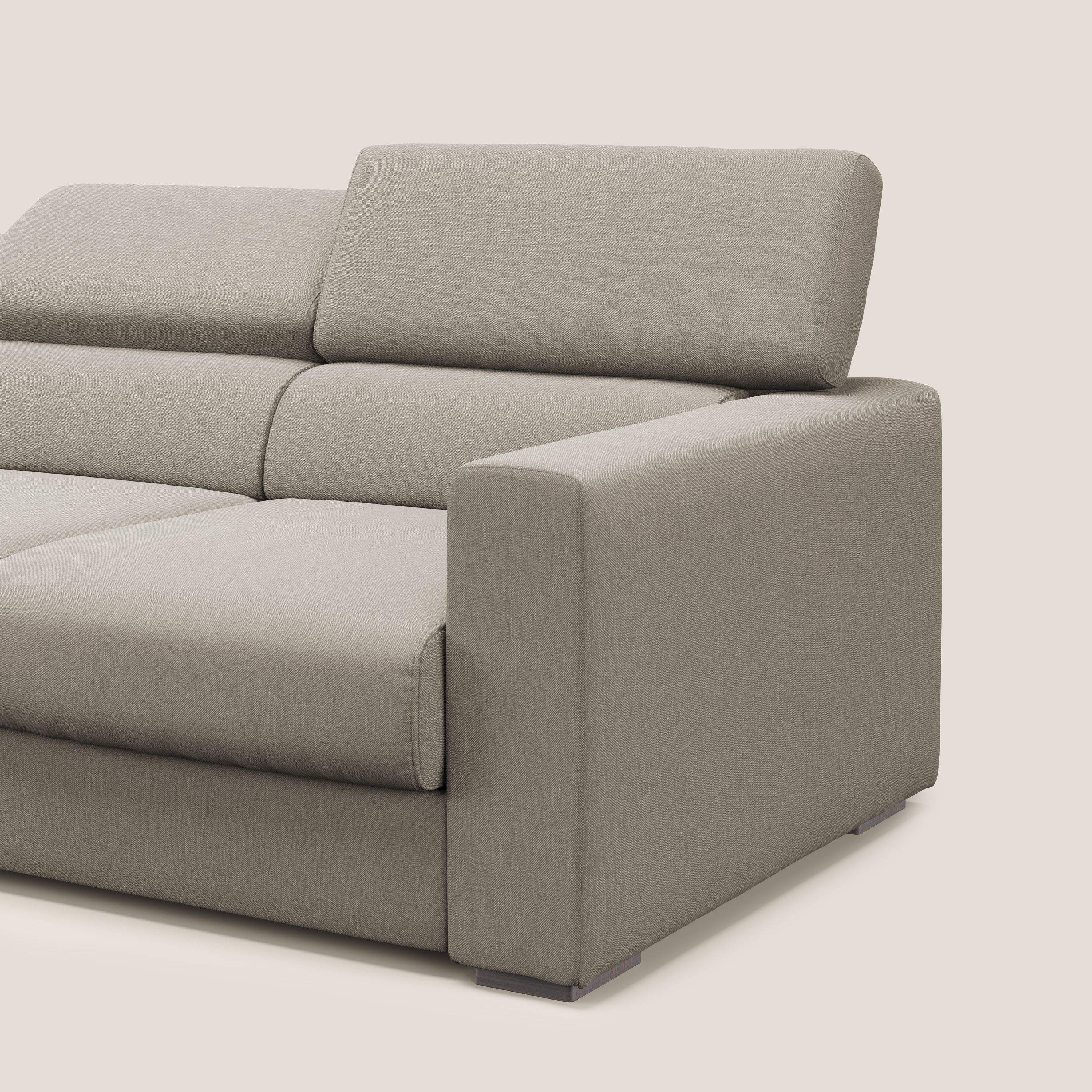 Dylan canapé avec pouf extractible à 3 assises en tissu effet coton imperméable T13 crème - Image 7