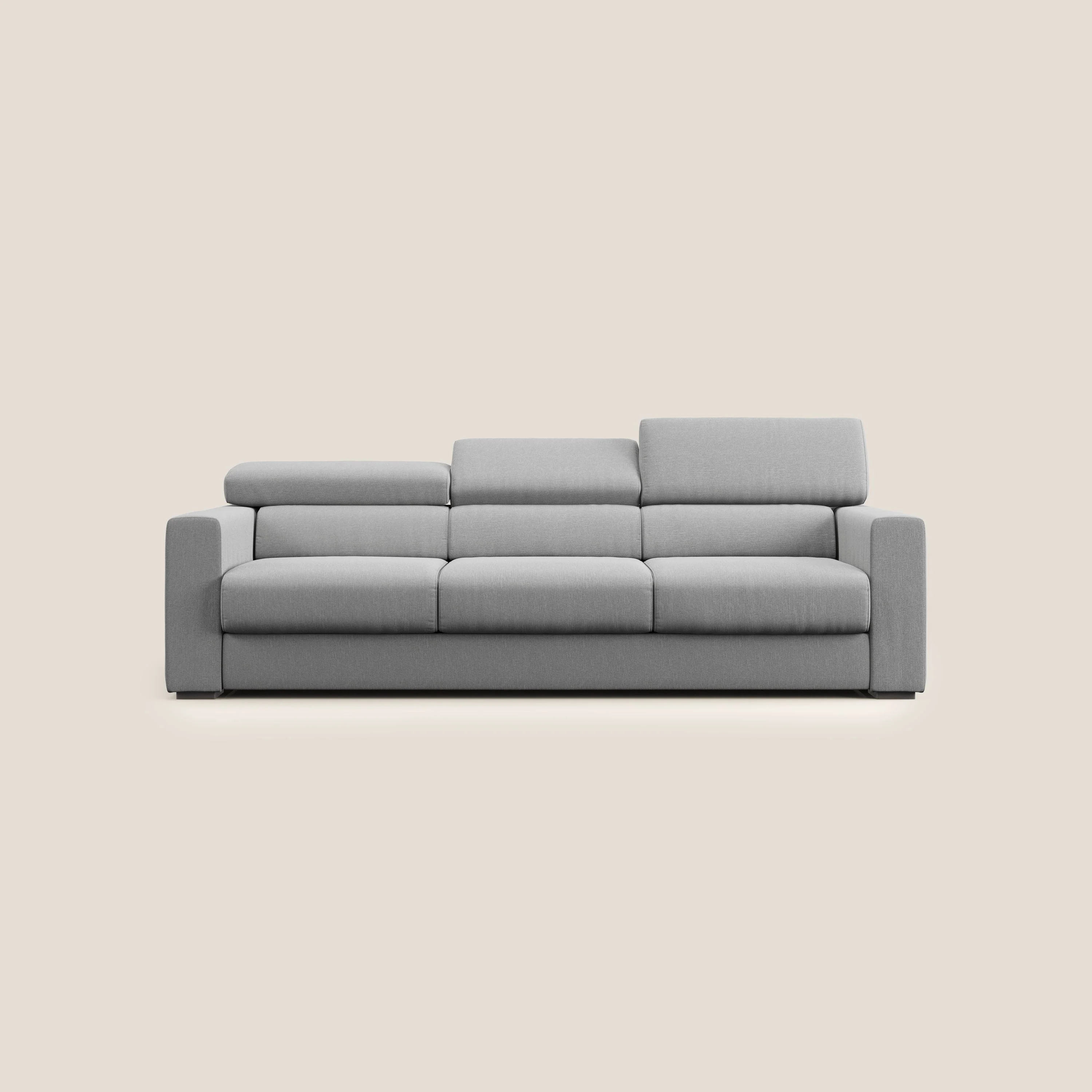 Dylan canapé avec pouf extractible à 3 assises en tissu effet coton imperméable T13 gris