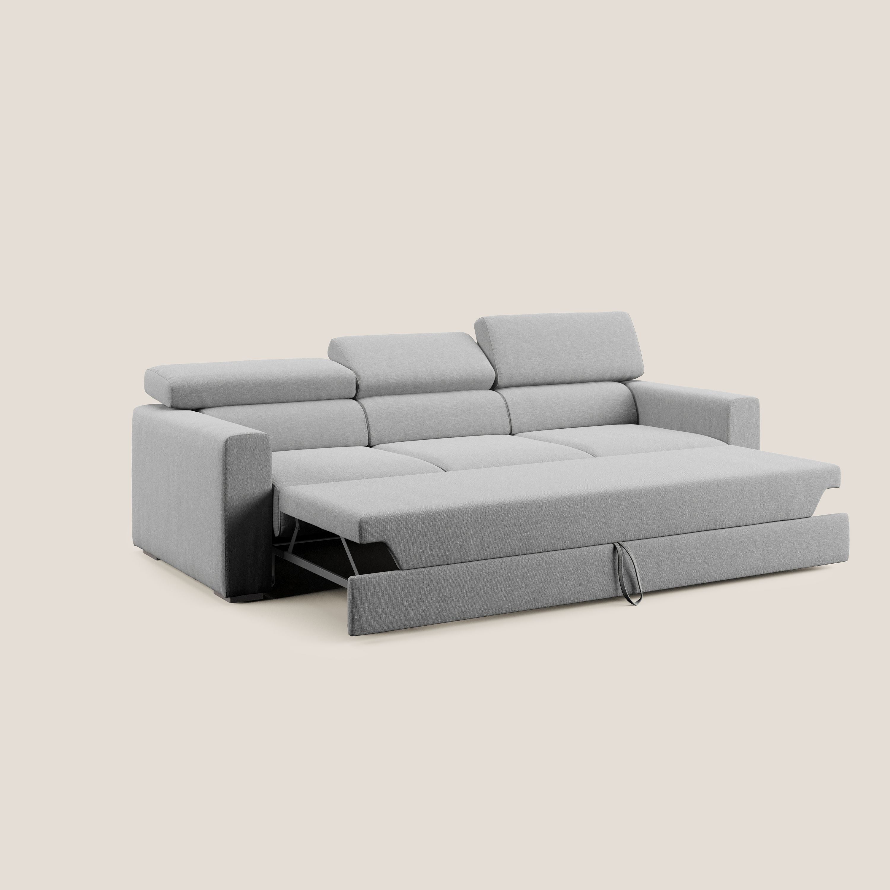 Dylan canapé avec pouf extractible à 3 assises en tissu effet coton imperméable T13 gris - Image 2