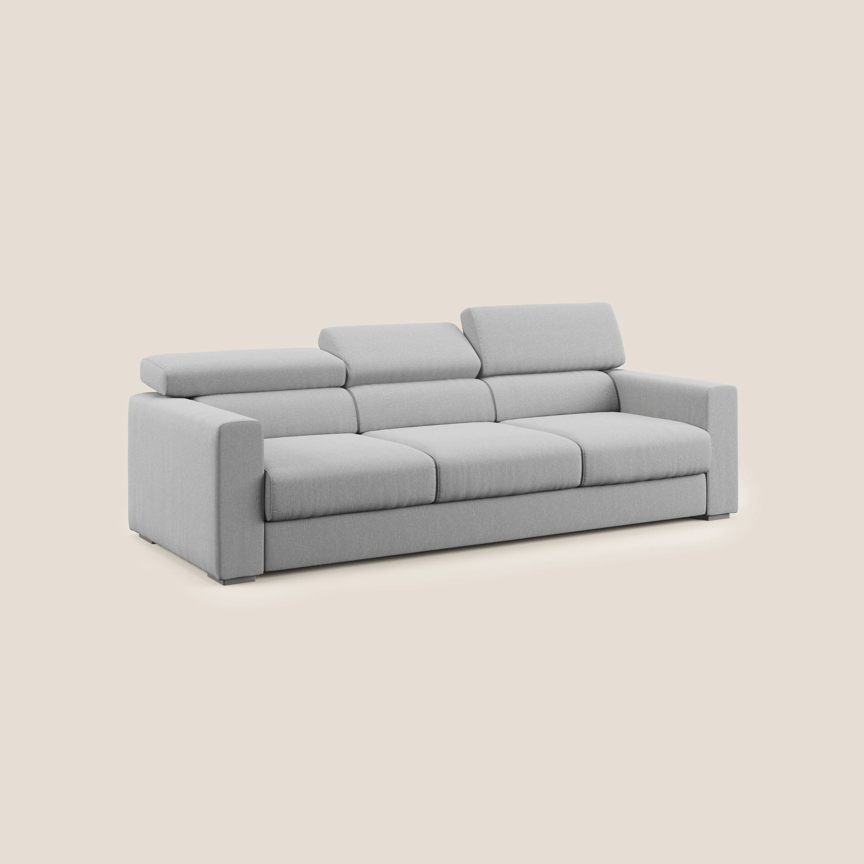 Dylan canapé avec pouf extractible à 3 assises en tissu effet coton imperméable T13 gris - Image 3