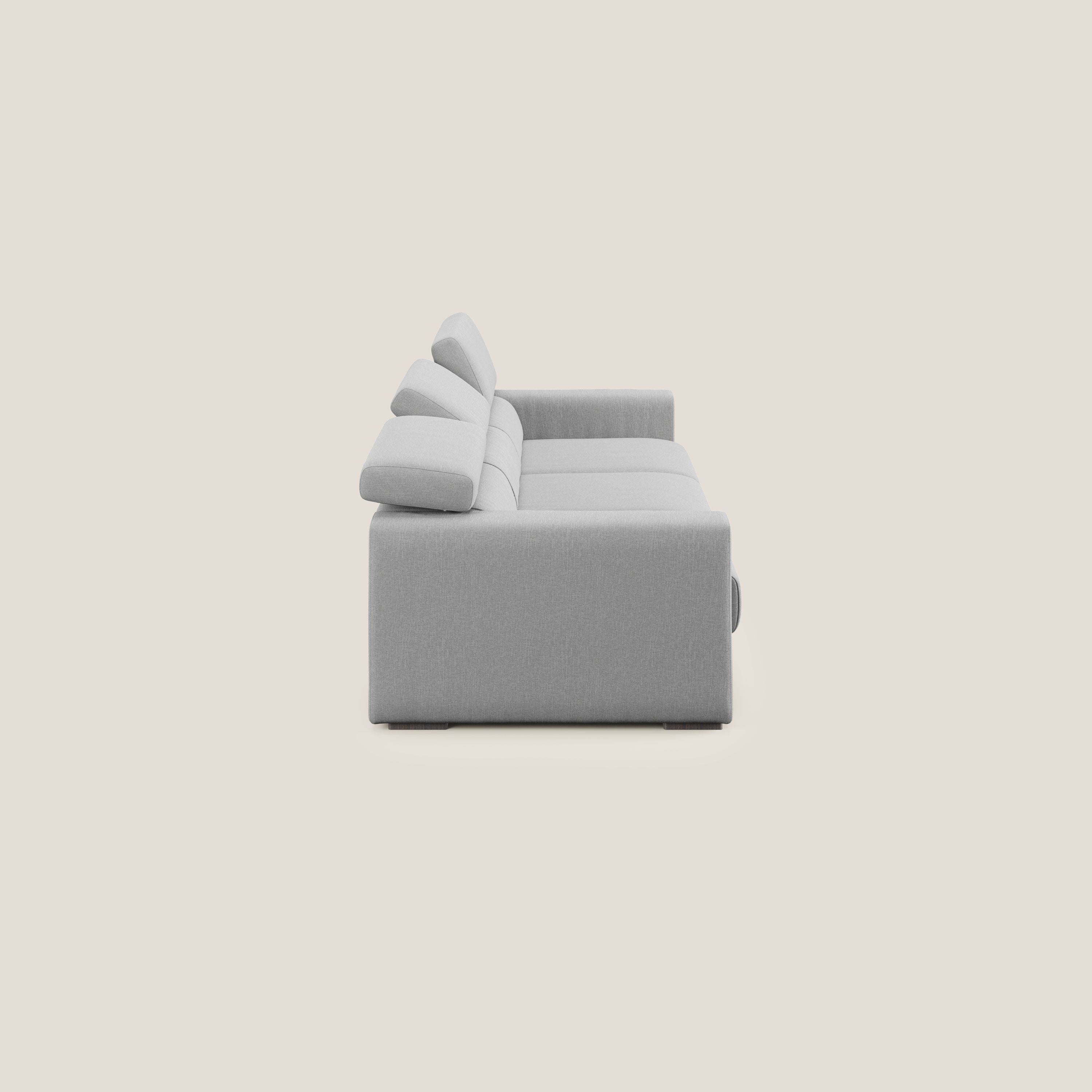 Dylan canapé avec pouf extractible à 3 assises en tissu effet coton imperméable T13 gris - Image 4
