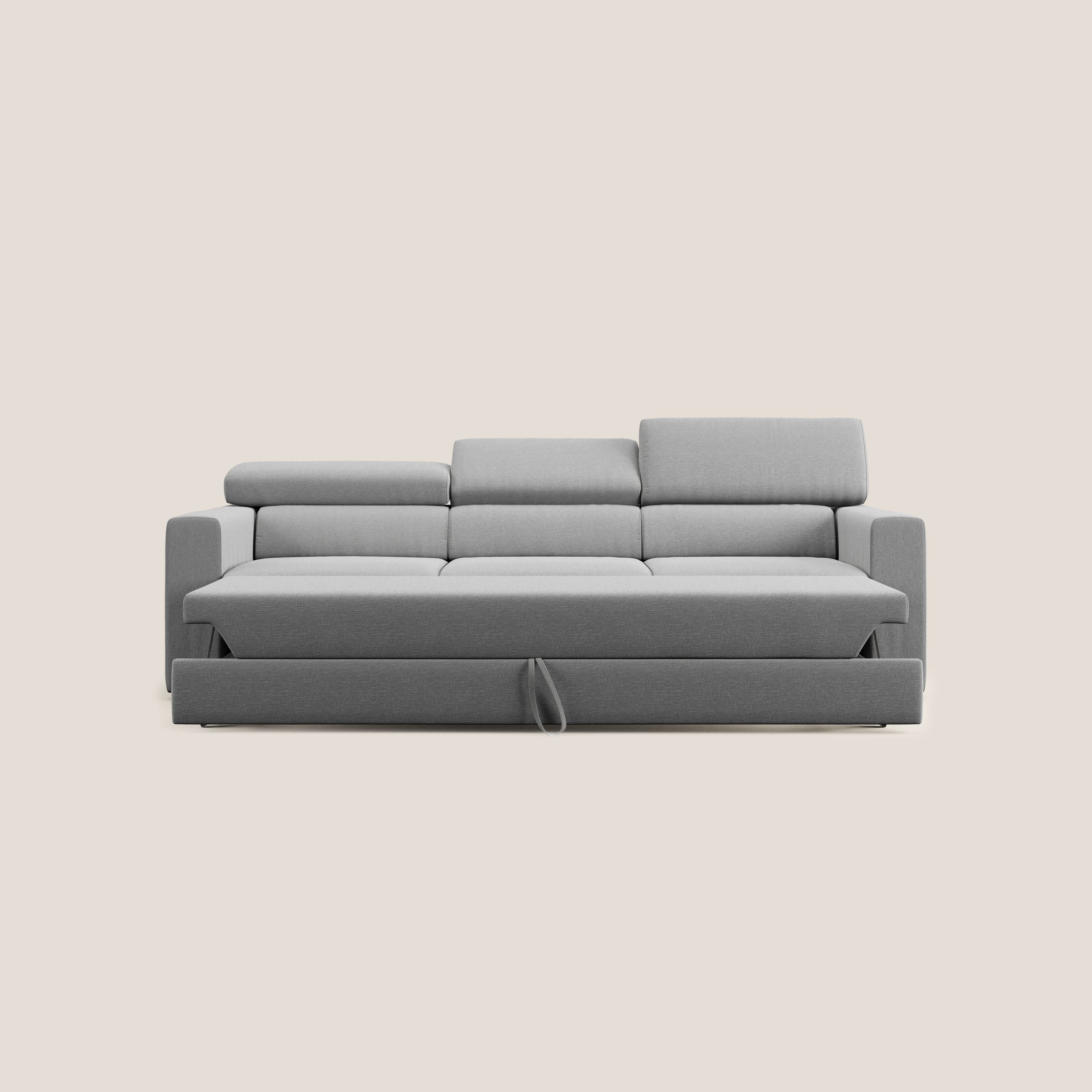 Dylan canapé avec pouf extractible à 3 assises en tissu effet coton imperméable T13 gris - Image 6