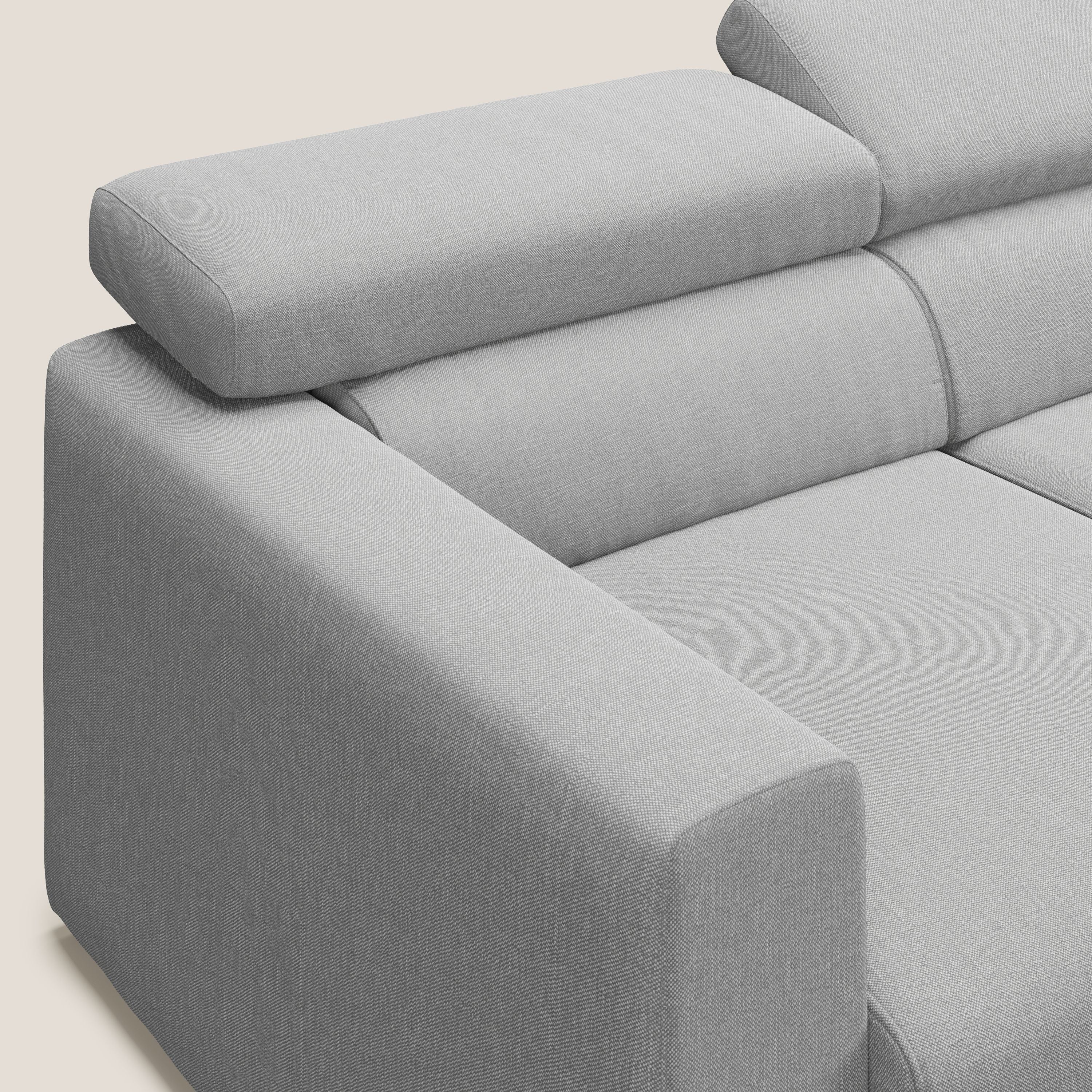 Dylan canapé avec pouf extractible à 3 assises en tissu effet coton imperméable T13 gris - Image 7