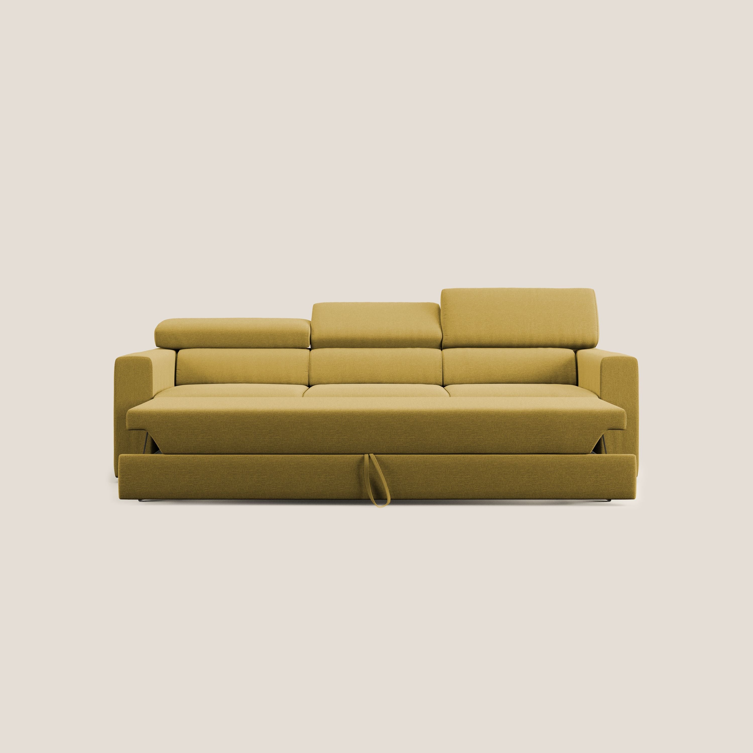 Dylan canapé avec pouf extractible à 3 assises en tissu effet coton imperméable T13 jaune - Image 6