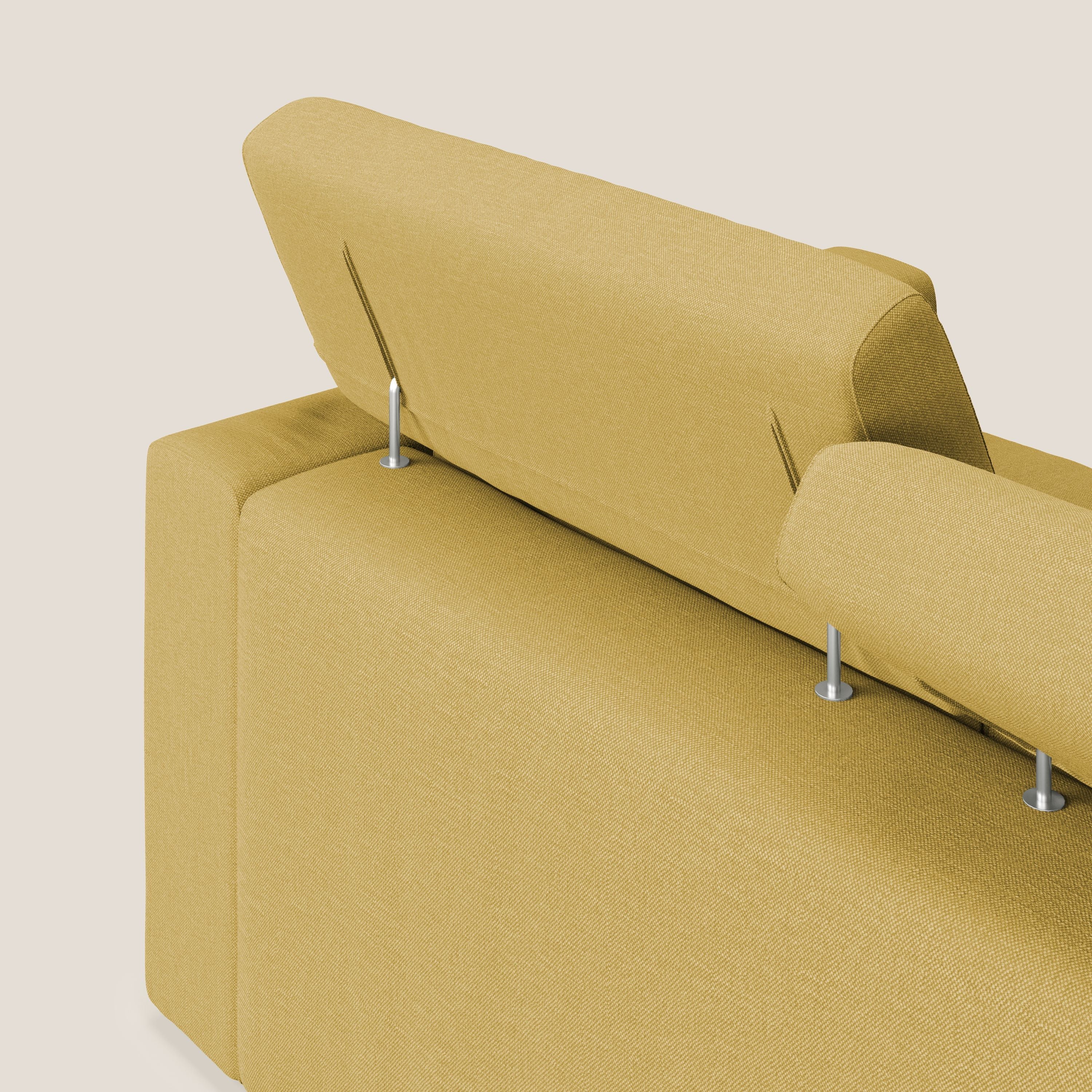 Dylan canapé avec pouf extractible à 3 assises en tissu effet coton imperméable T13 jaune - Image 9