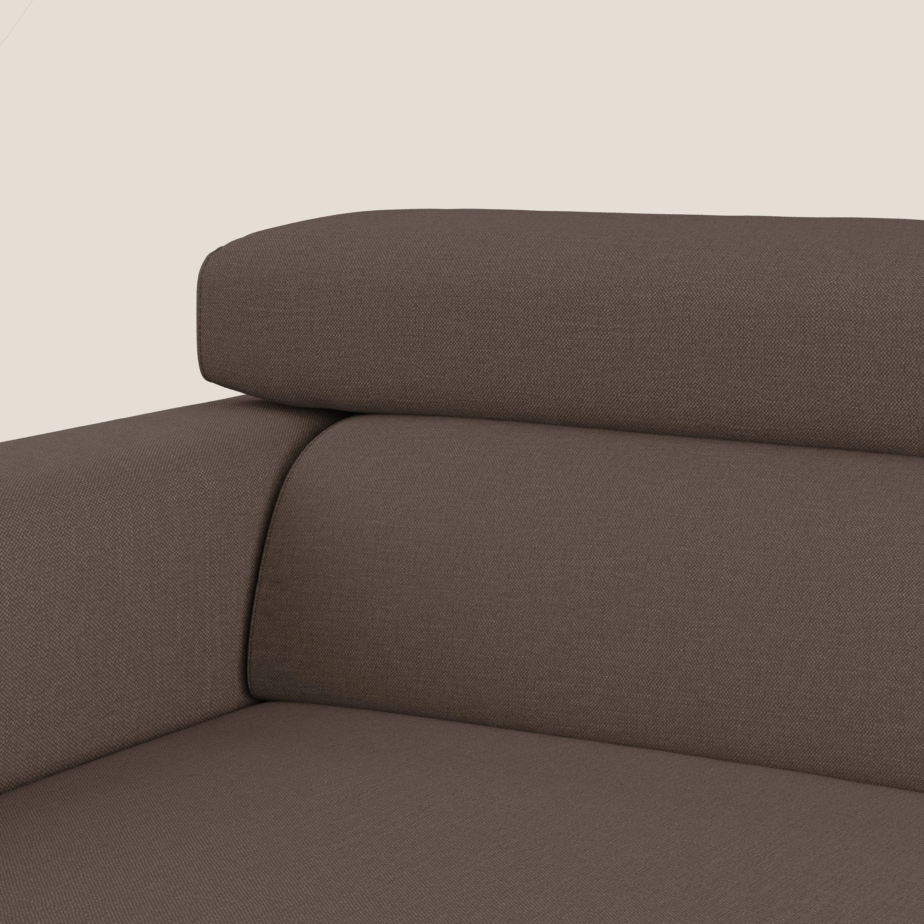 Dylan canapé avec pouf extractible à 3 assises en tissu effet coton imperméable T13 marron - Image 10
