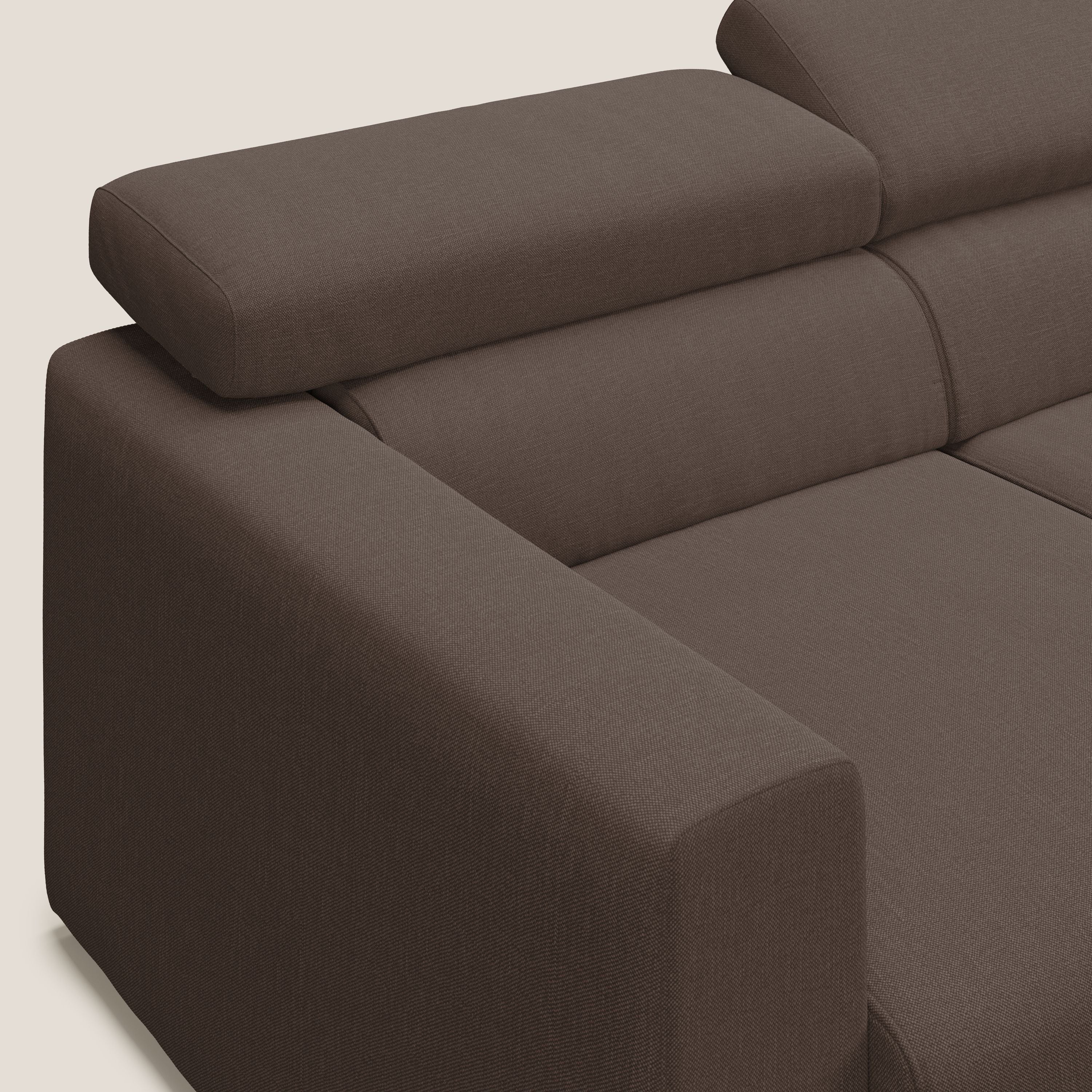 Dylan canapé avec pouf extractible à 3 assises en tissu effet coton imperméable T13 marron - Image 7