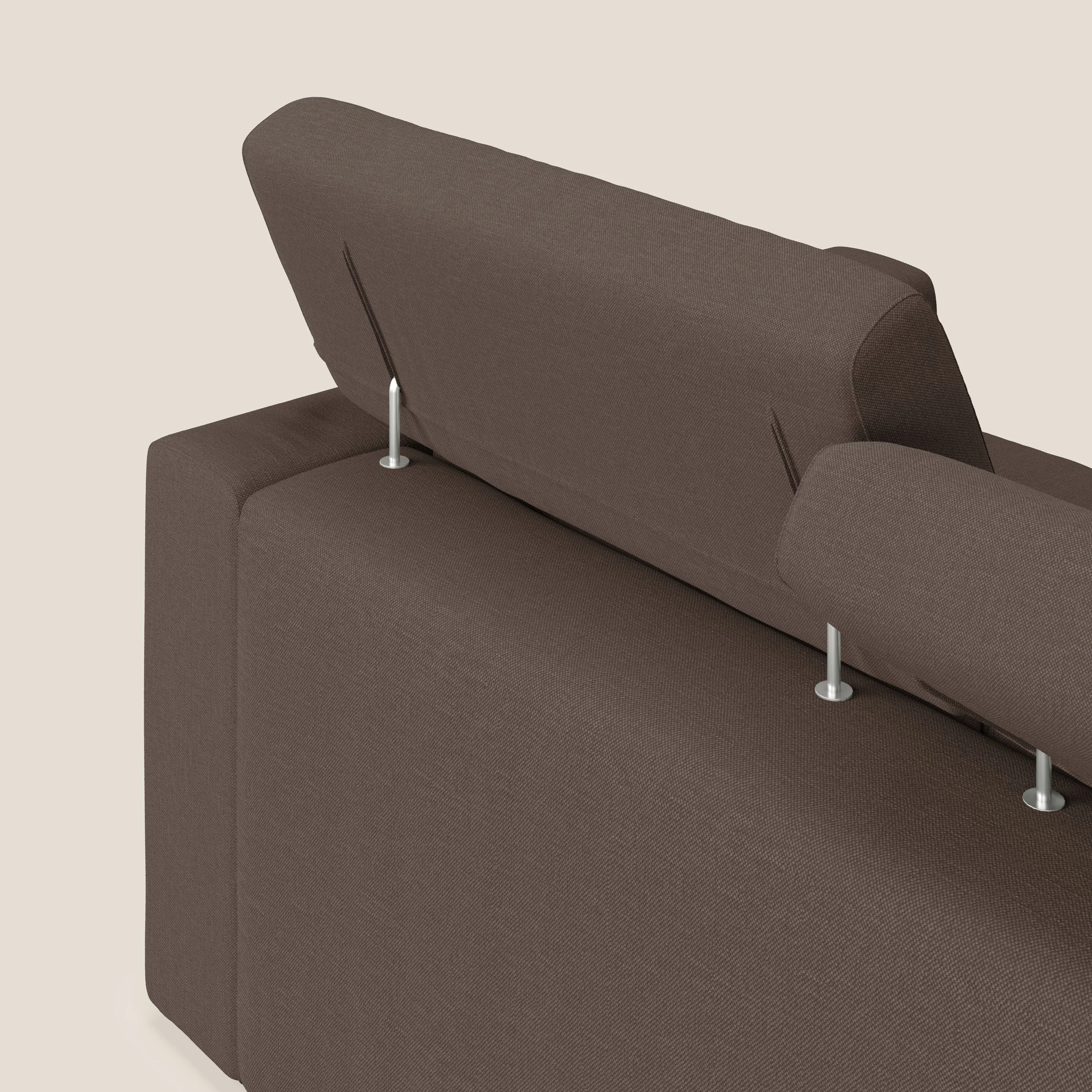 Dylan canapé avec pouf extractible à 3 assises en tissu effet coton imperméable T13 marron - Image 8