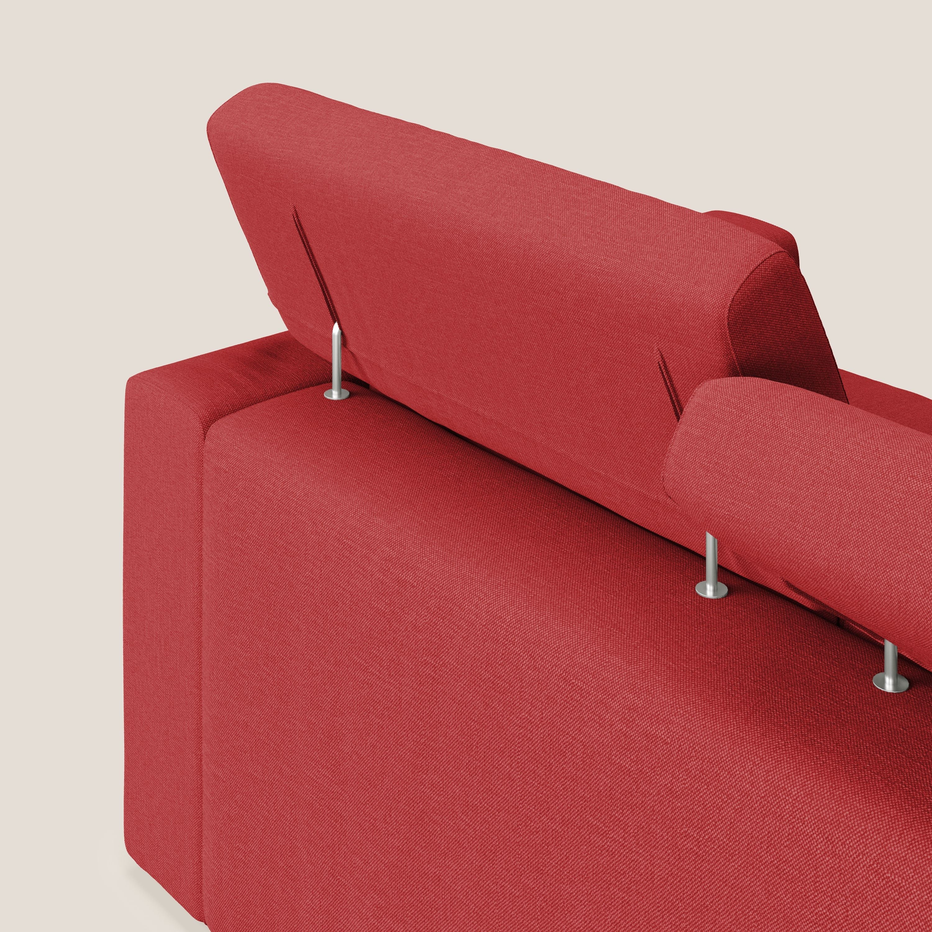 Dylan canapé avec pouf extractible à 3 assises en tissu effet coton imperméable T13 rouge - Image 12