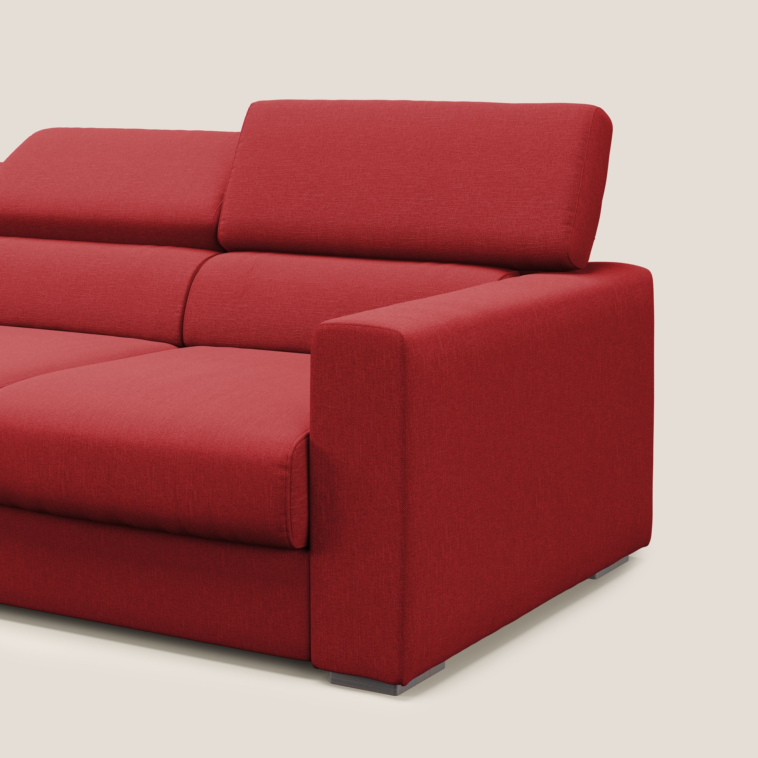 Dylan canapé avec pouf extractible à 3 assises en tissu effet coton imperméable T13 rouge - Image 9