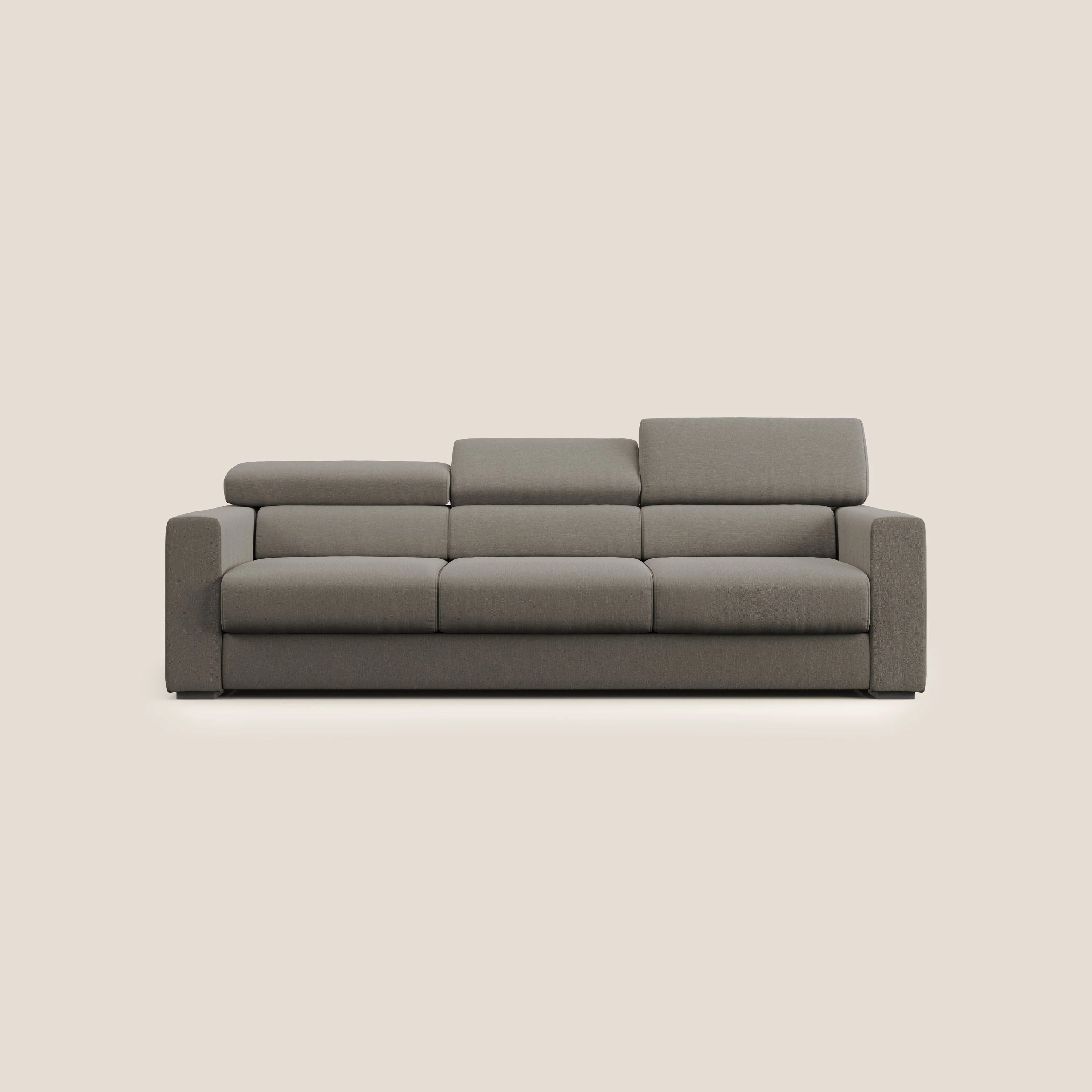 Dylan canapé avec pouf extractible à 3 assises en tissu effet coton imperméable T13 Taupe tortora
