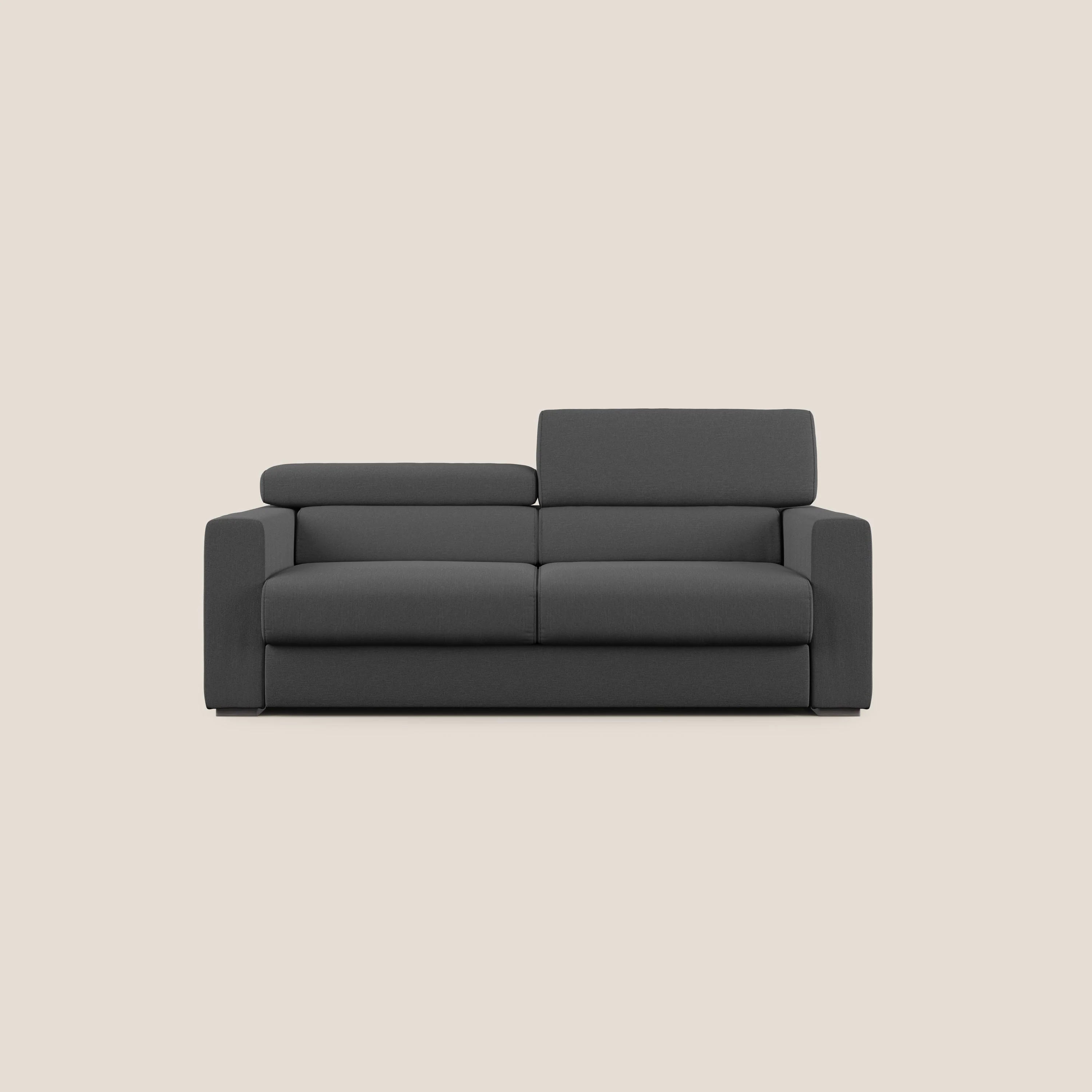 Dylan canapé avec pouf extractible en tissu effet coton imperméable T13 anthracite