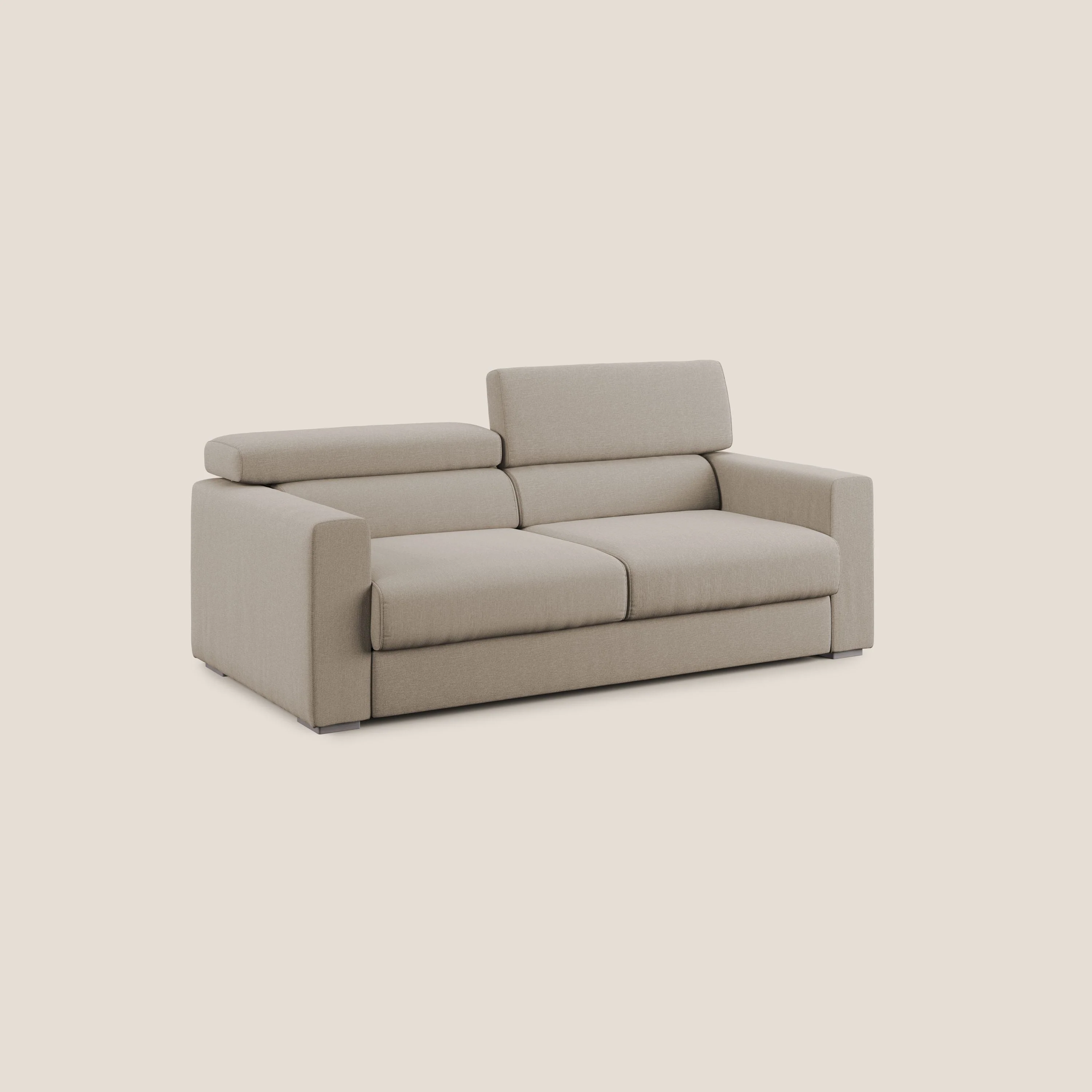 Dylan canapé avec pouf extractible en tissu effet coton imperméable T13 beige - Image 3