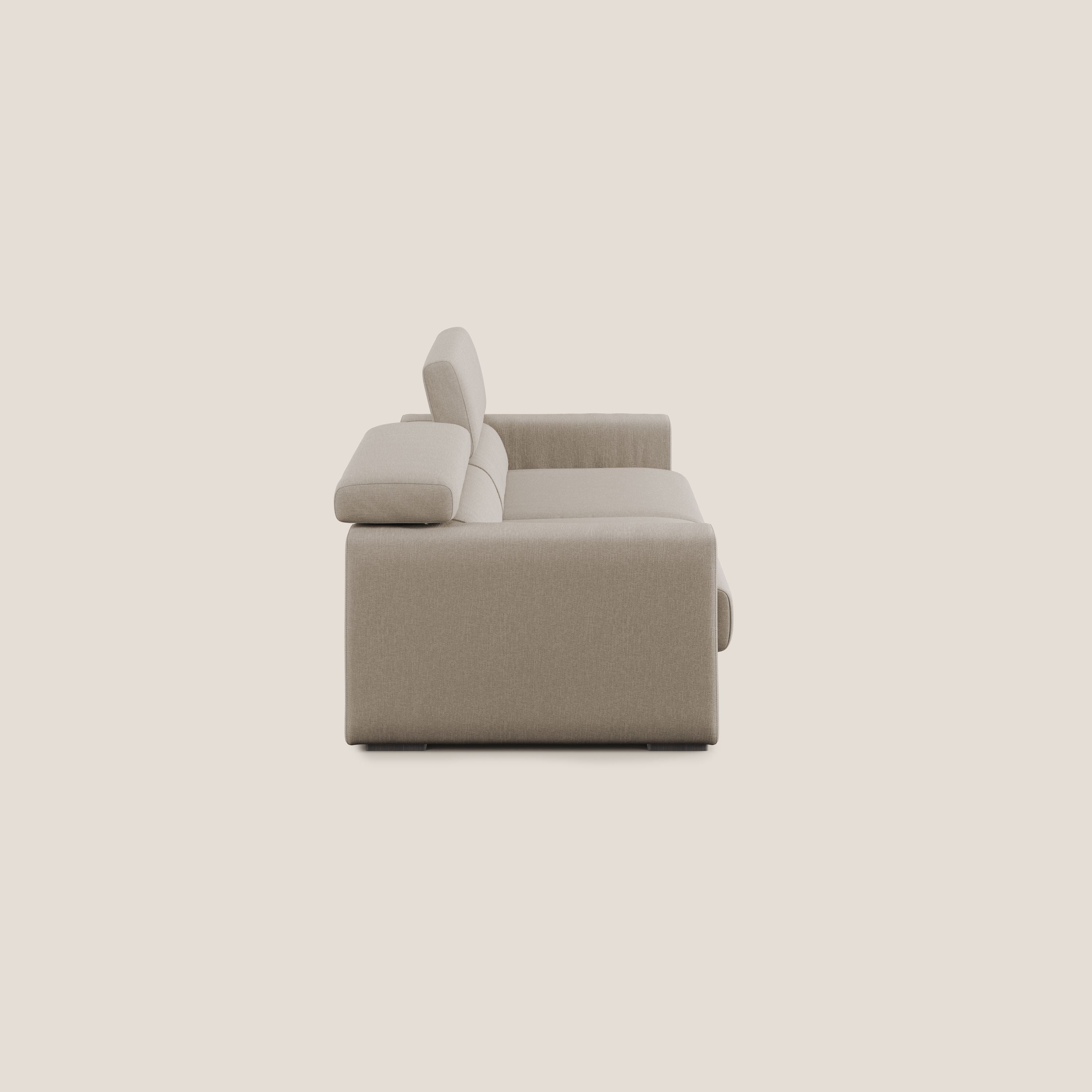 Dylan canapé avec pouf extractible en tissu effet coton imperméable T13 beige - Image 4