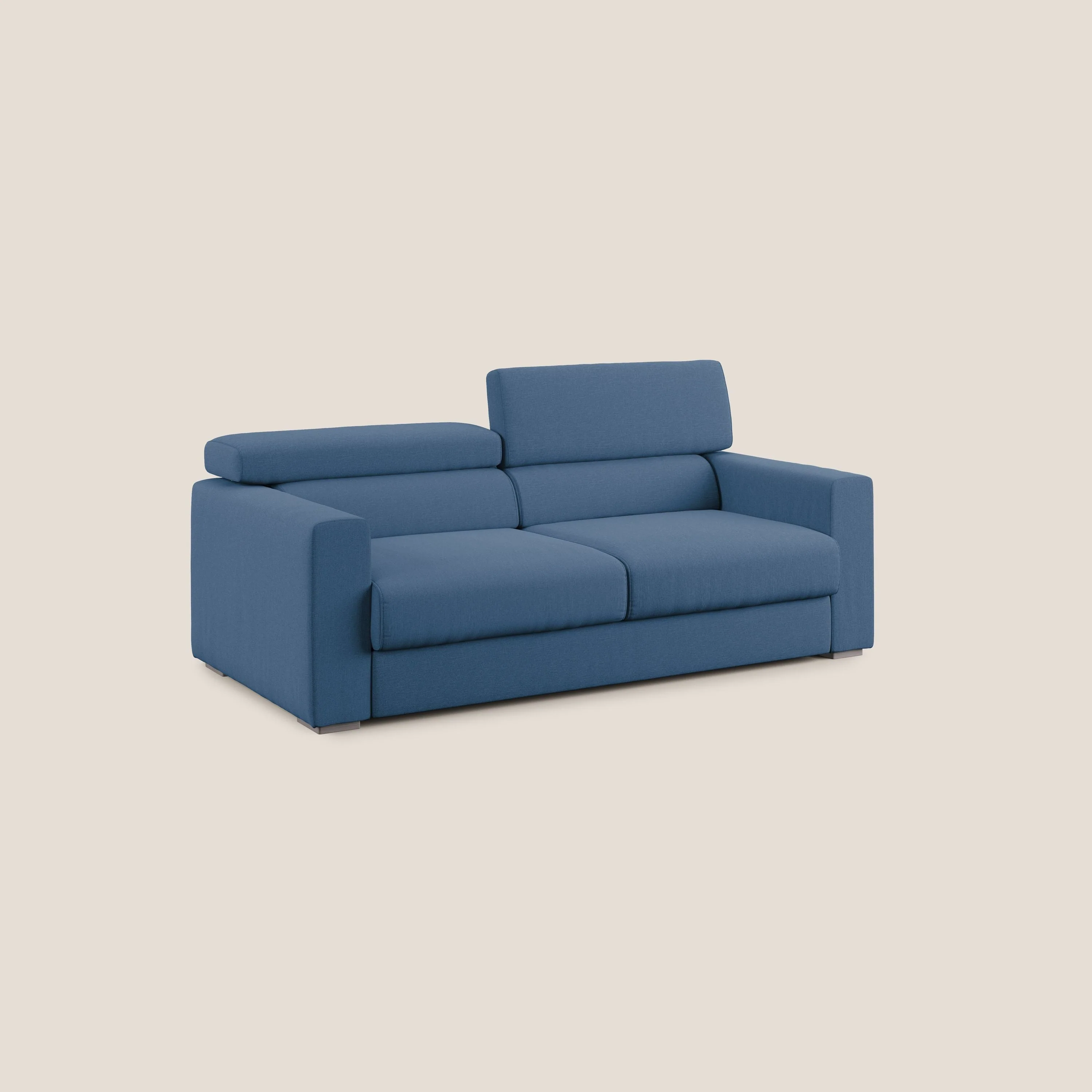 Dylan canapé avec pouf extractible en tissu effet coton imperméable T13 bleu - Image 4