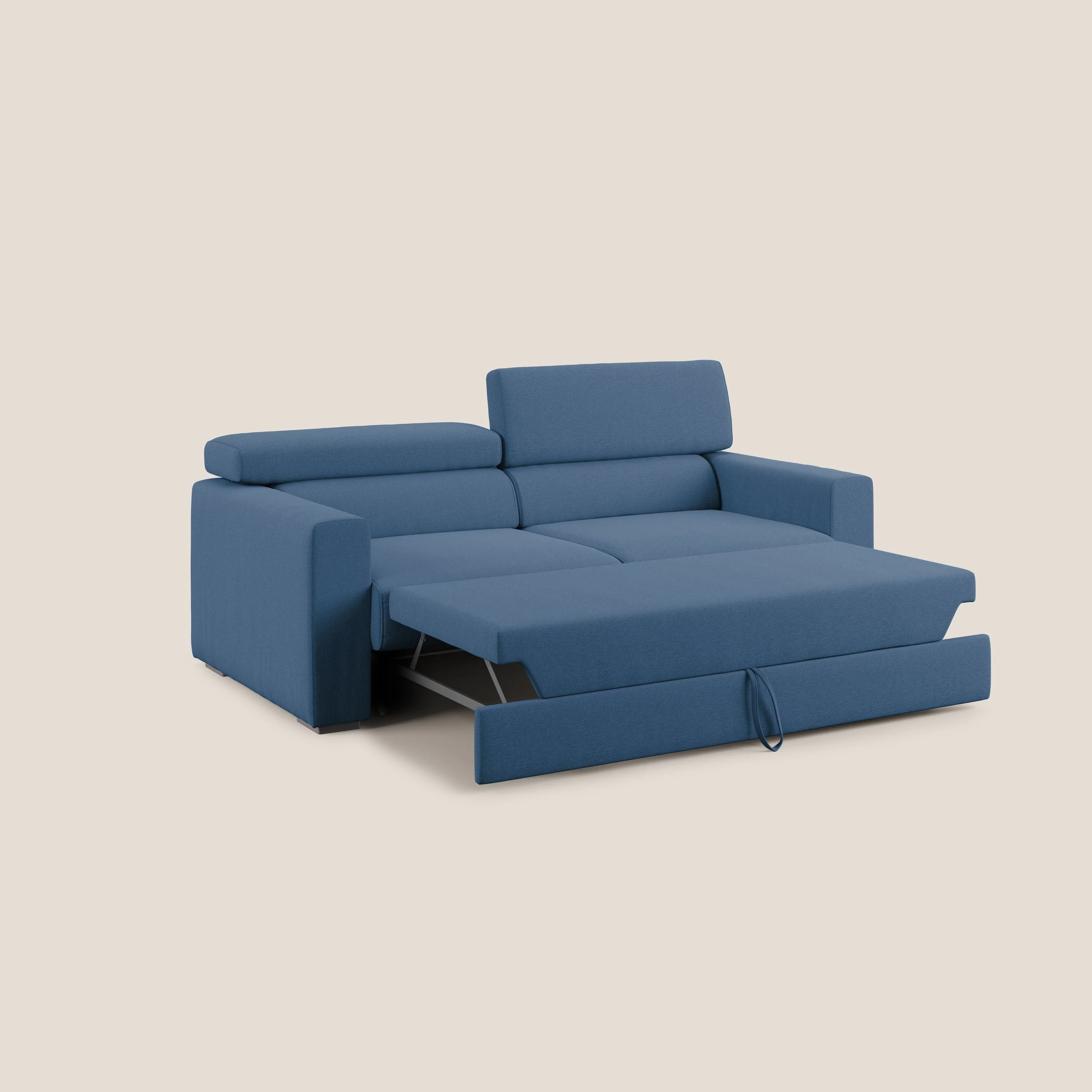 Dylan canapé avec pouf extractible en tissu effet coton imperméable T13 bleu - Image 5