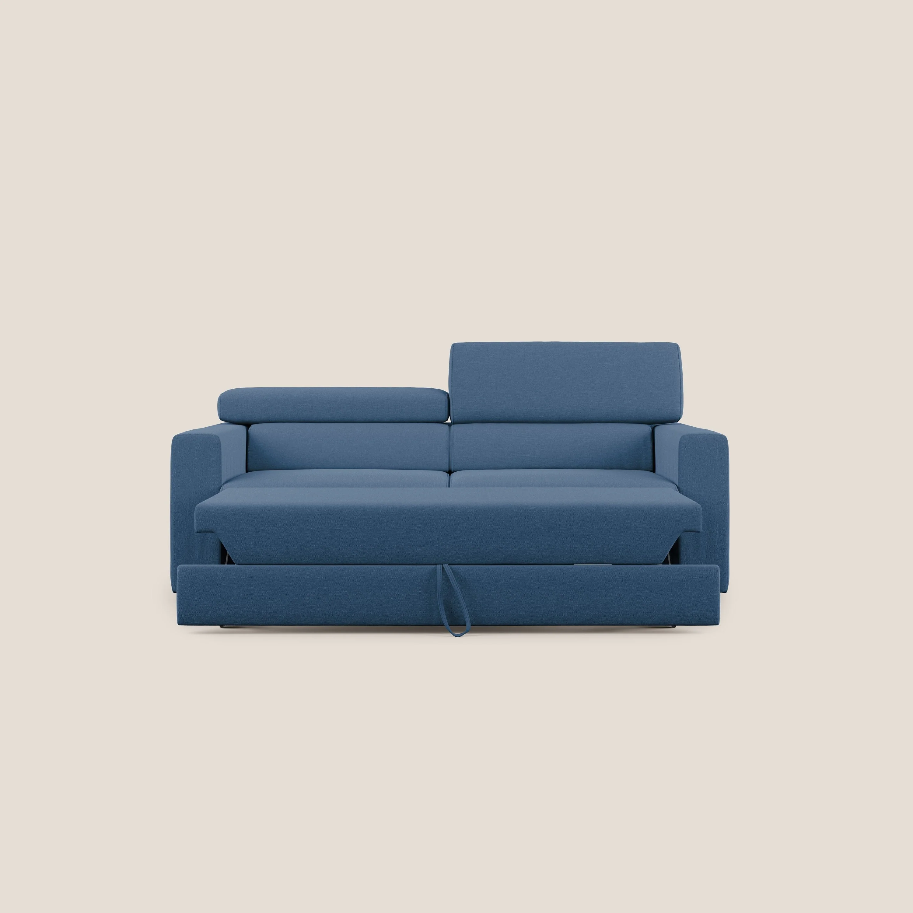 Dylan canapé avec pouf extractible en tissu effet coton imperméable T13 bleu - Image 8