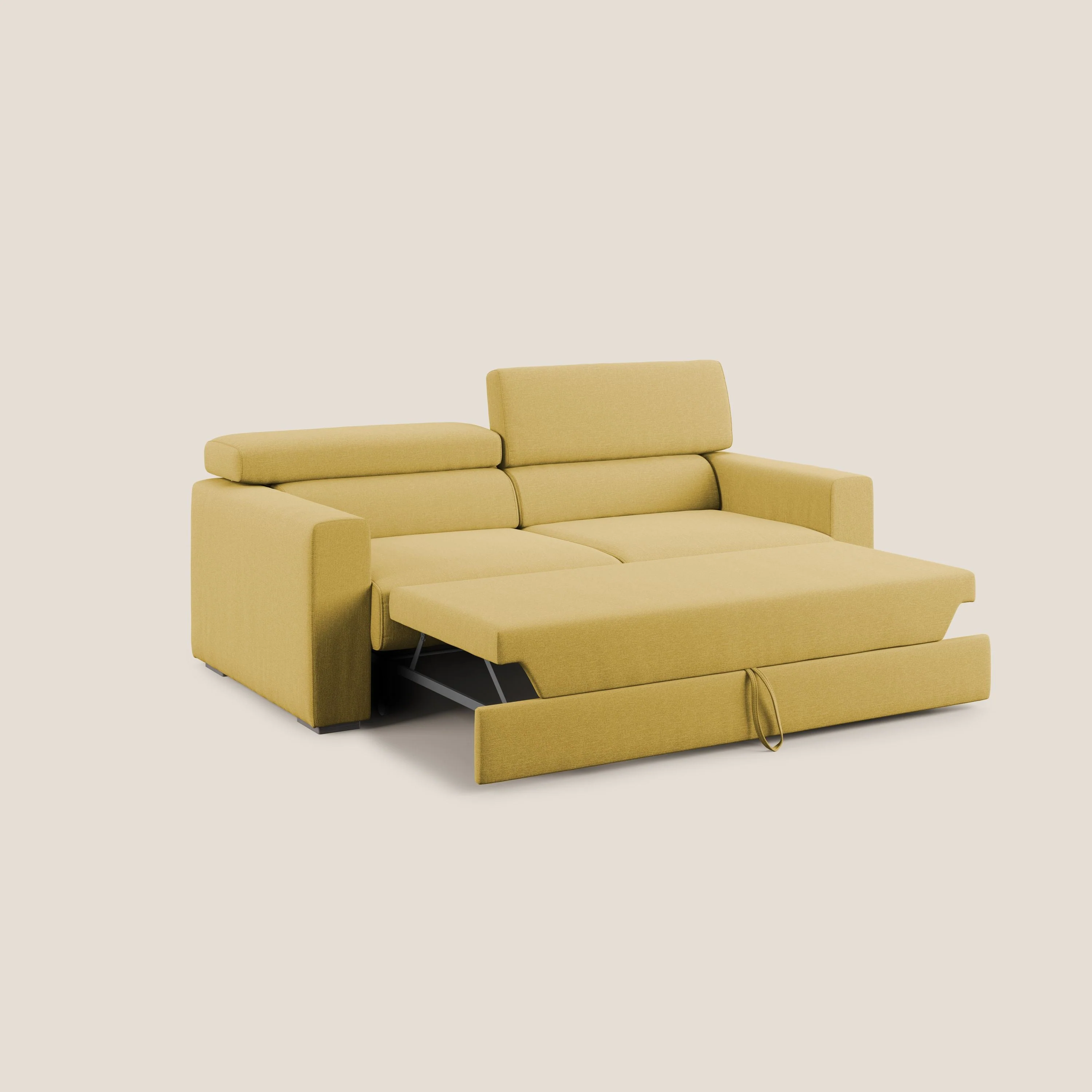 Dylan canapé avec pouf extractible en tissu effet coton imperméable T13 jaune - Image 2