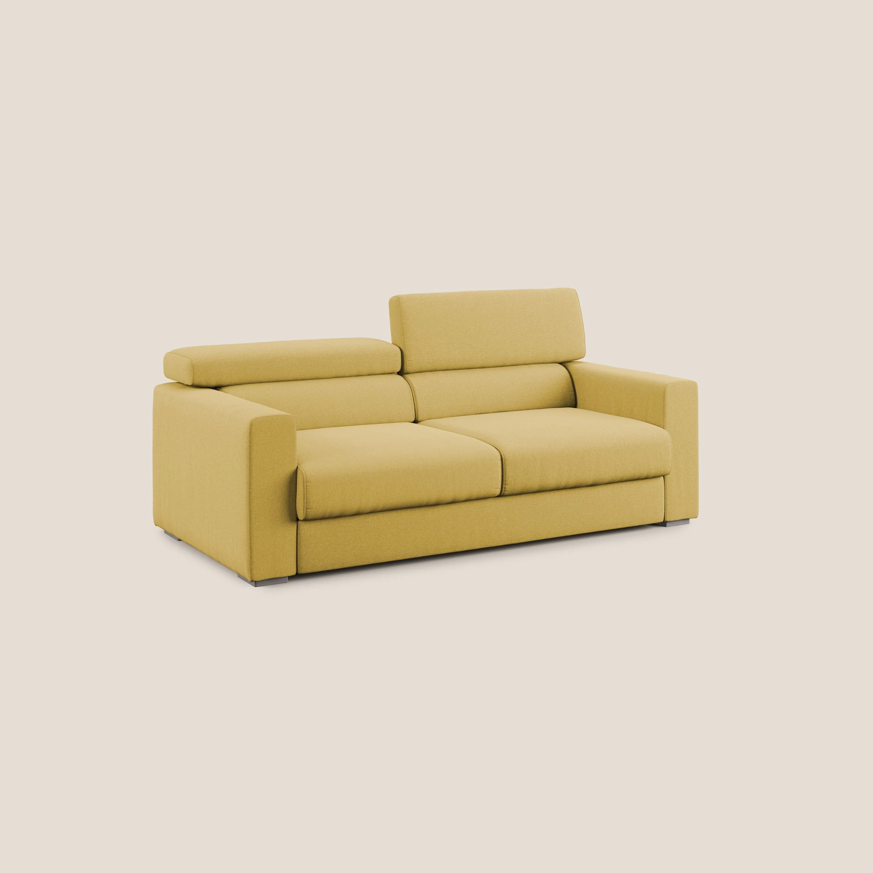 Dylan canapé avec pouf extractible en tissu effet coton imperméable T13 jaune - Image 3