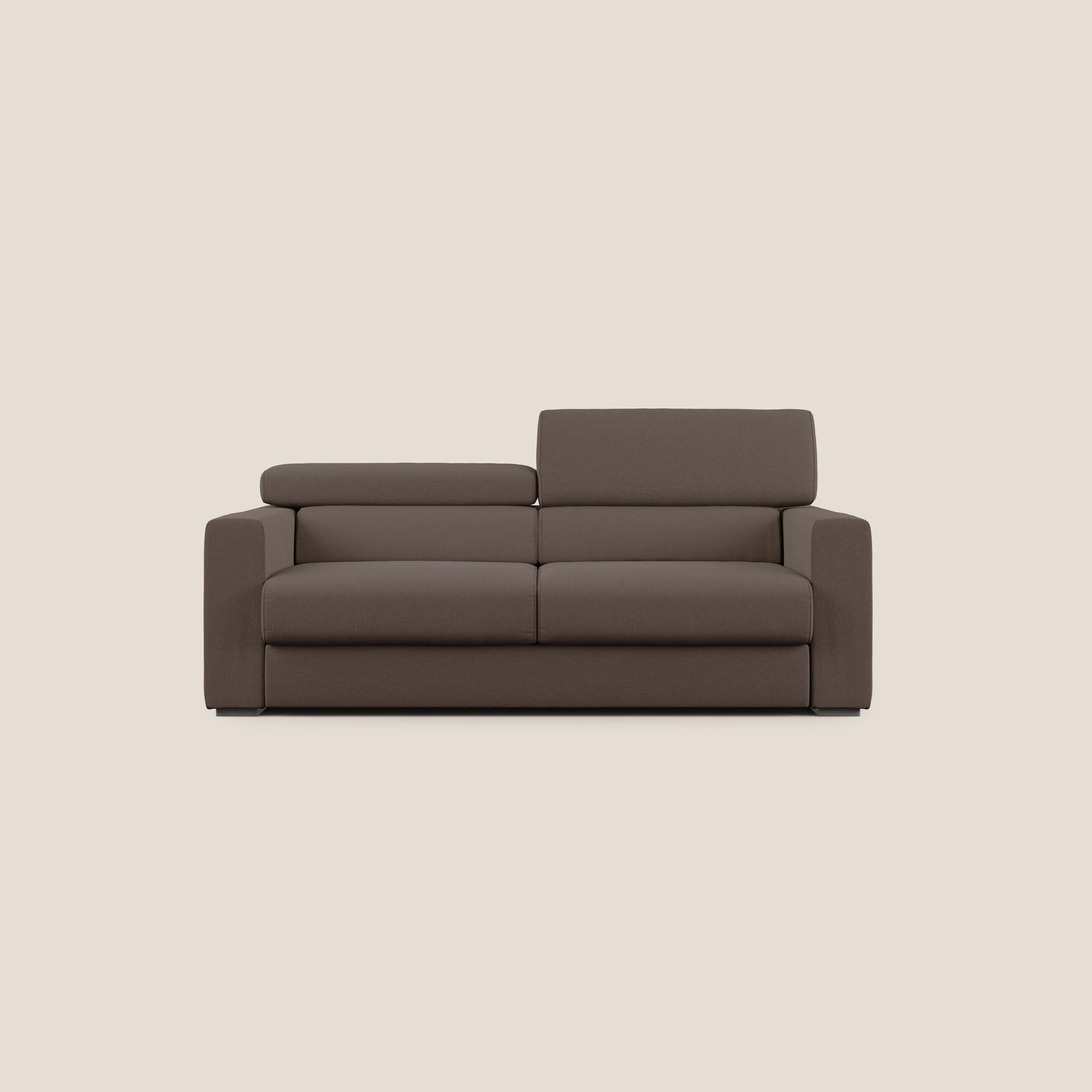 Dylan canapé avec pouf extractible en tissu effet coton imperméable T13 marron