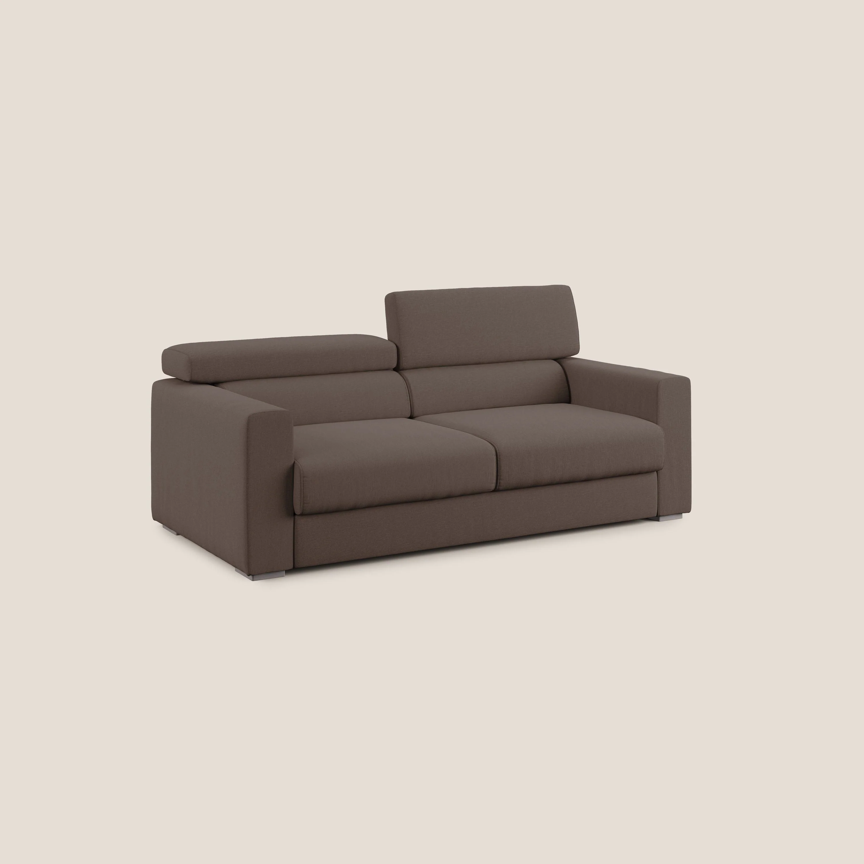 Dylan canapé avec pouf extractible en tissu effet coton imperméable T13 marron - Image 3