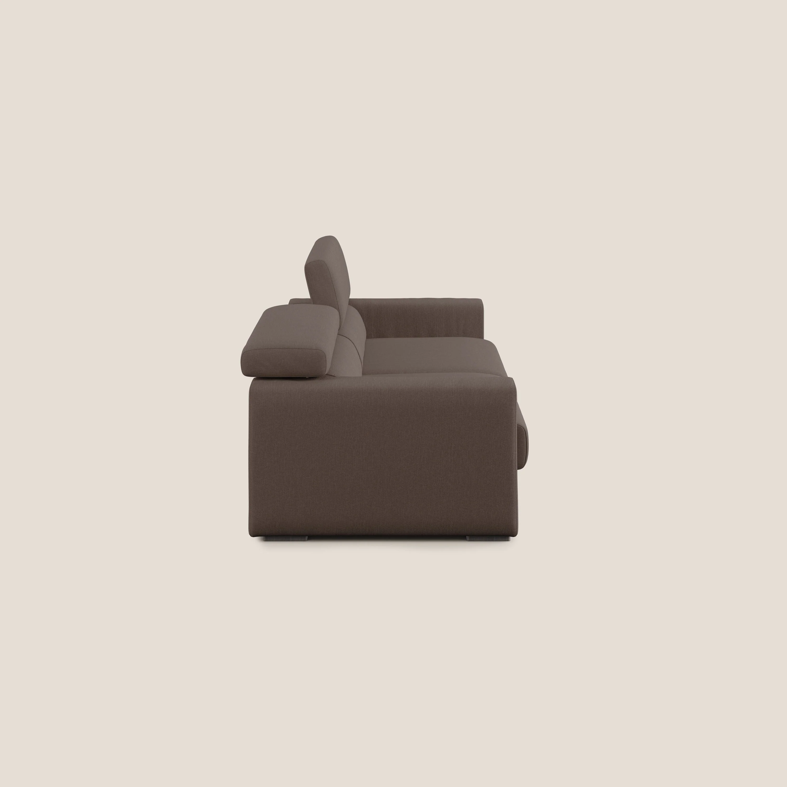 Dylan canapé avec pouf extractible en tissu effet coton imperméable T13 marron - Image 4
