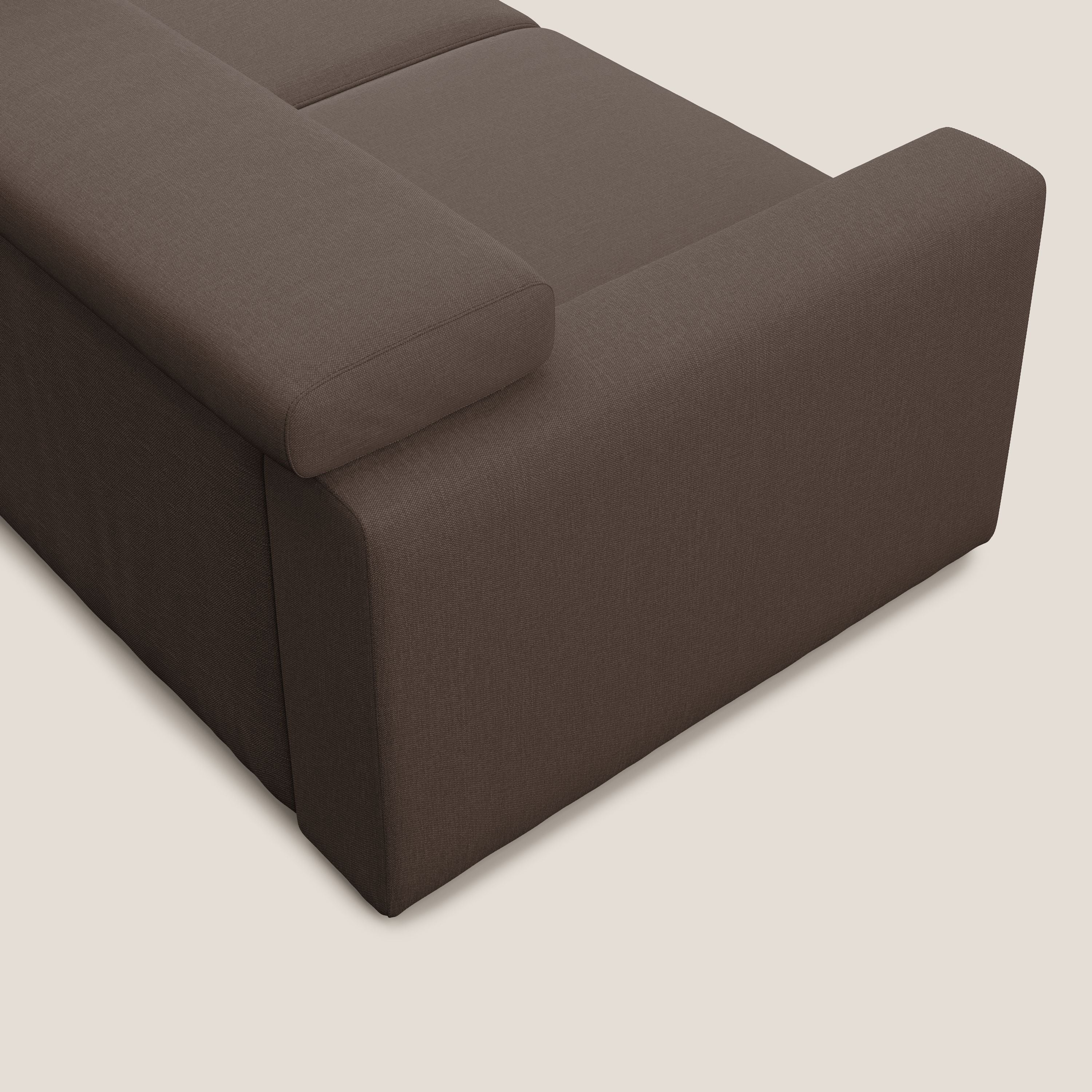 Dylan canapé avec pouf extractible en tissu effet coton imperméable T13 marron - Image 8