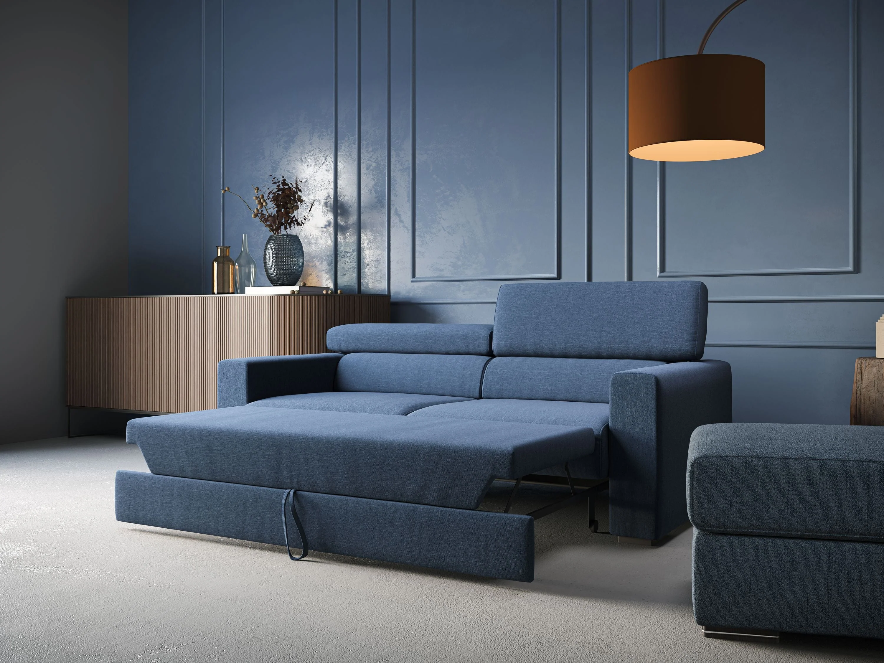 Dylan canapé avec pouf extractible en tissu effet coton imperméable T13 Taupe tortora - Image 14